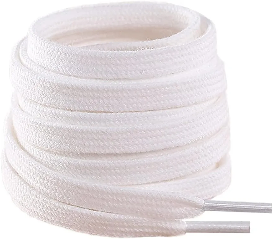 VSUDO 100% Cotton Flat Sneaker Shoelace, 5/16" Wide Sneaker Shoestring for Canvas Shoes