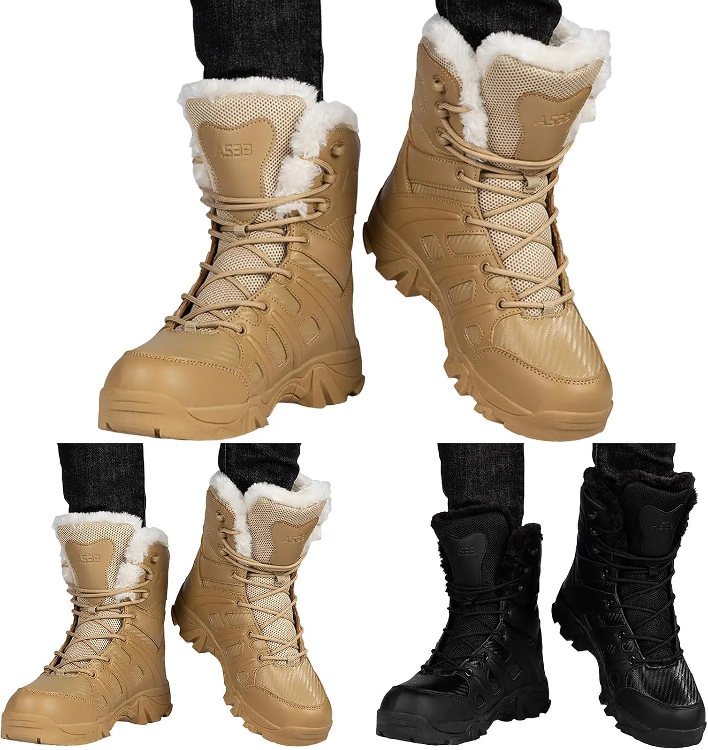 Winter Boots for Teen Boys, Waterproof Hiking Boots Warm Ankle Booties Winter Work Boots for Men Work Boots for Women