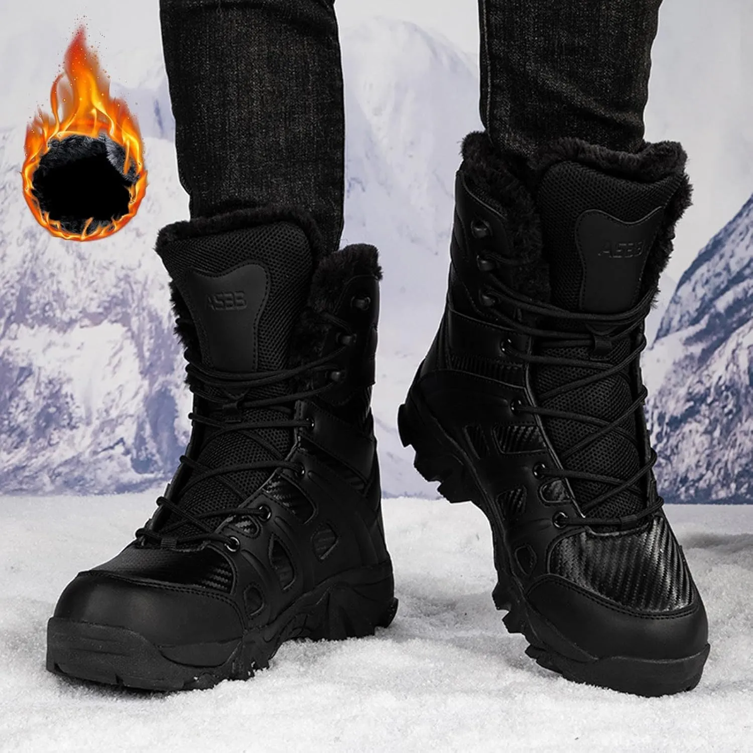 Winter Boots for Teen Boys, Waterproof Hiking Boots Warm Ankle Booties Winter Work Boots for Men Work Boots for Women
