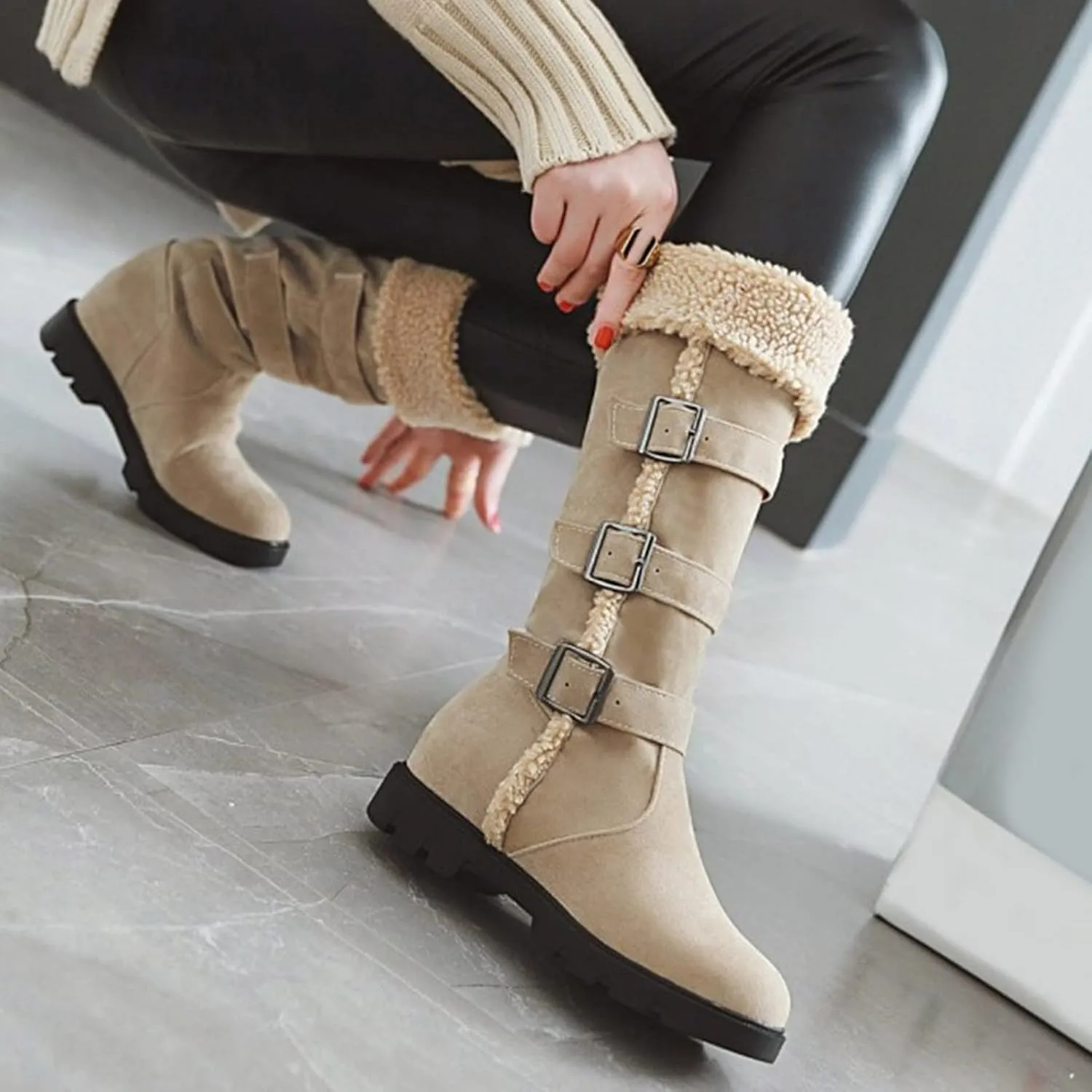 Winter Boots for Teens Waterproof Winter Boots Fleece Walking Shoes Insulated Outdoor Work Boots Work Boots for Men
