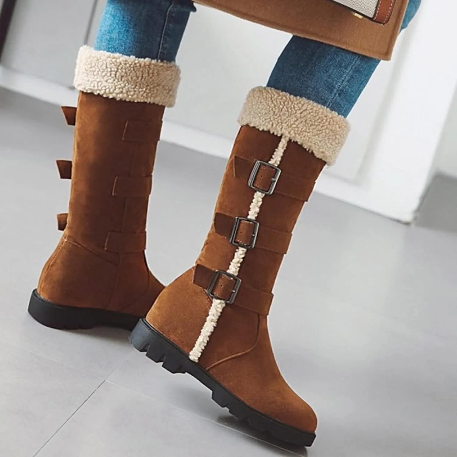 Winter Boots for Teens Waterproof Winter Boots Fleece Walking Shoes Insulated Outdoor Work Boots Work Boots for Men