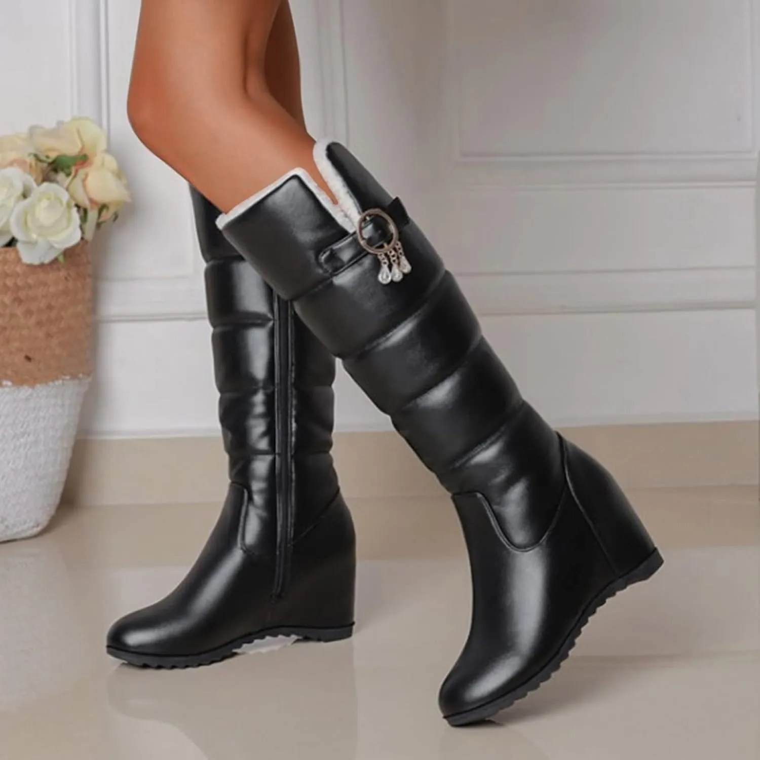 Winter Boots for Women Waterproof Fuzzy Boots Waterproof Duck Shoes Lightweight Outdoor Work Boots Womens Work Boots