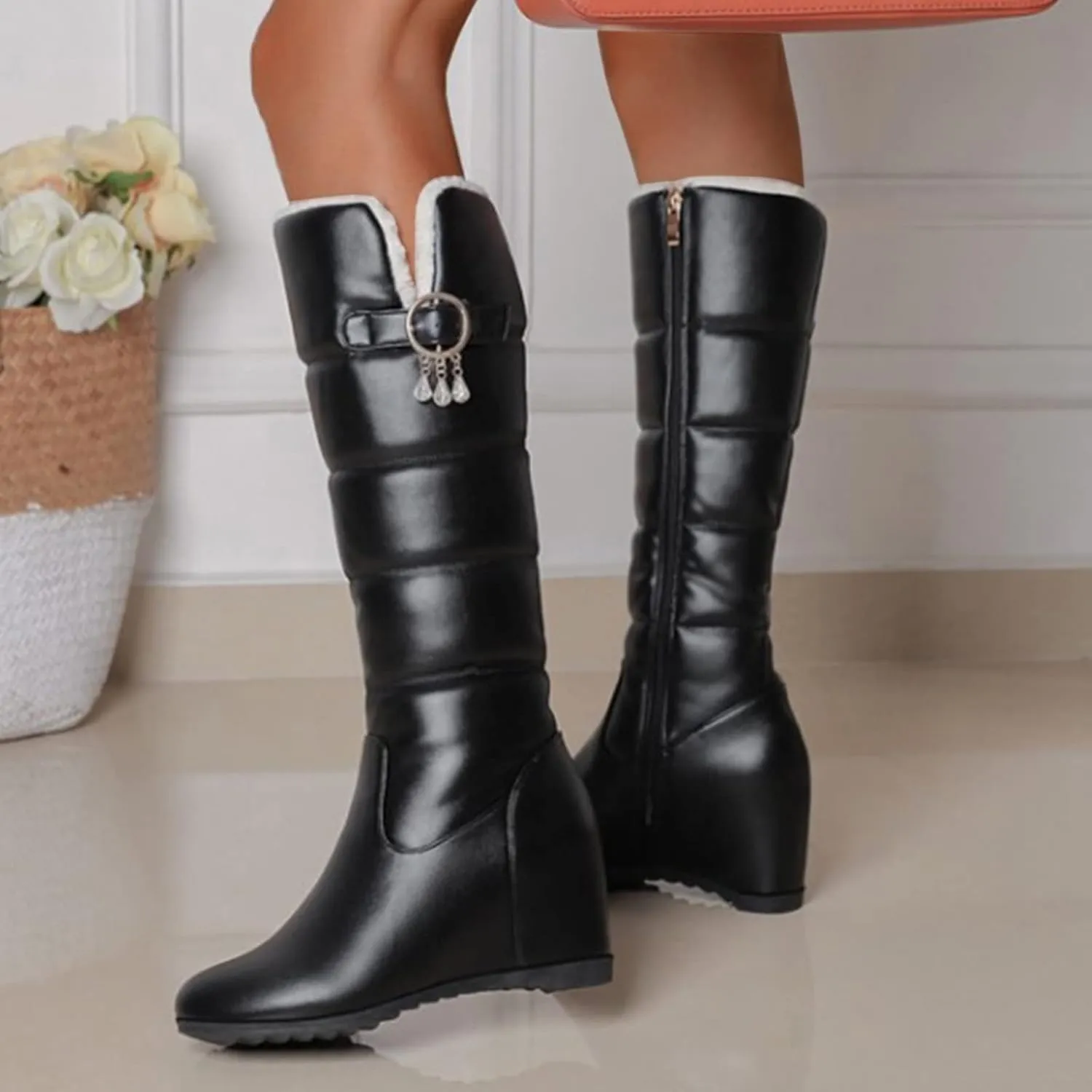 Winter Boots for Women Waterproof Fuzzy Boots Waterproof Duck Shoes Lightweight Outdoor Work Boots Womens Work Boots