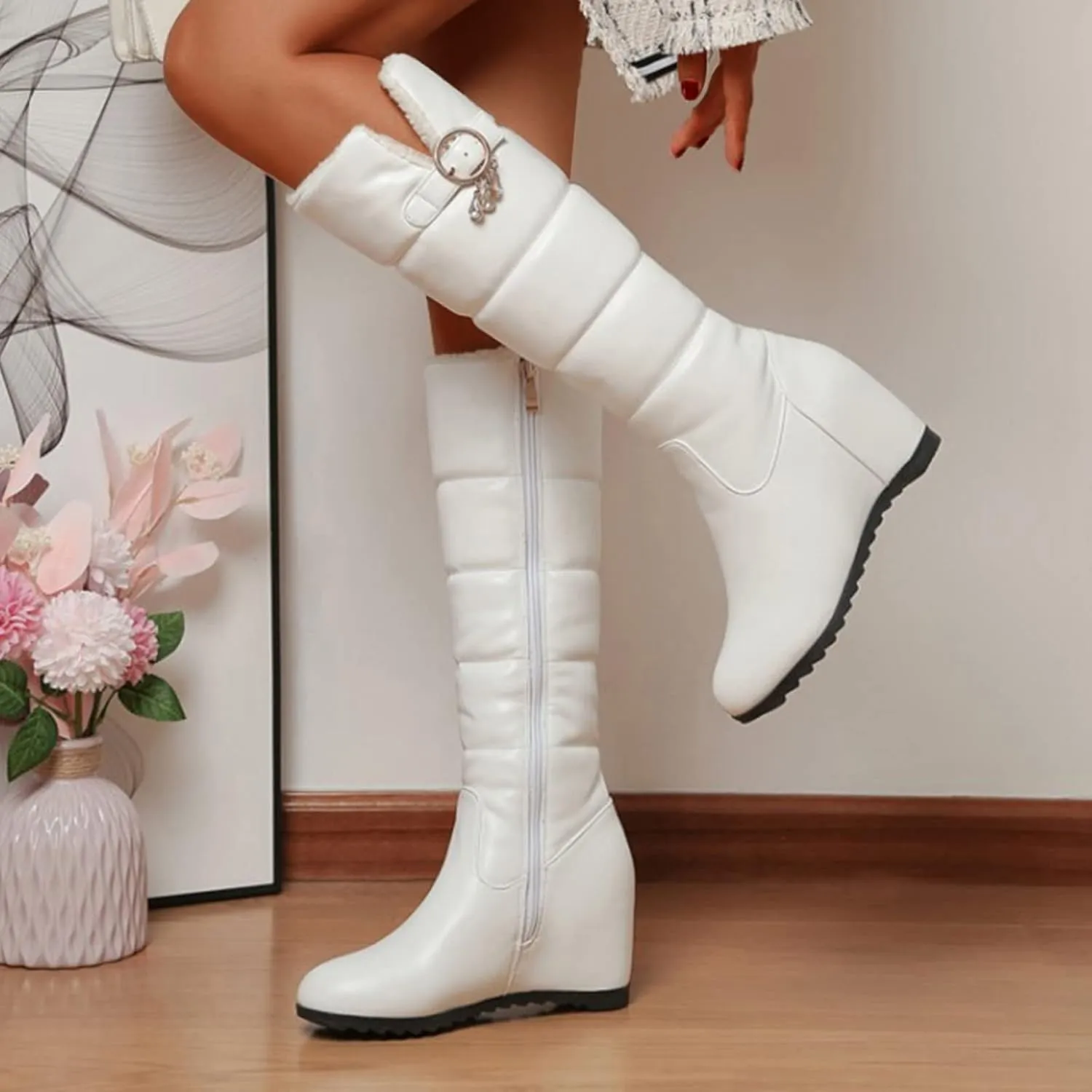 Winter Boots for Women Waterproof Fuzzy Boots Waterproof Duck Shoes Lightweight Outdoor Work Boots Womens Work Boots