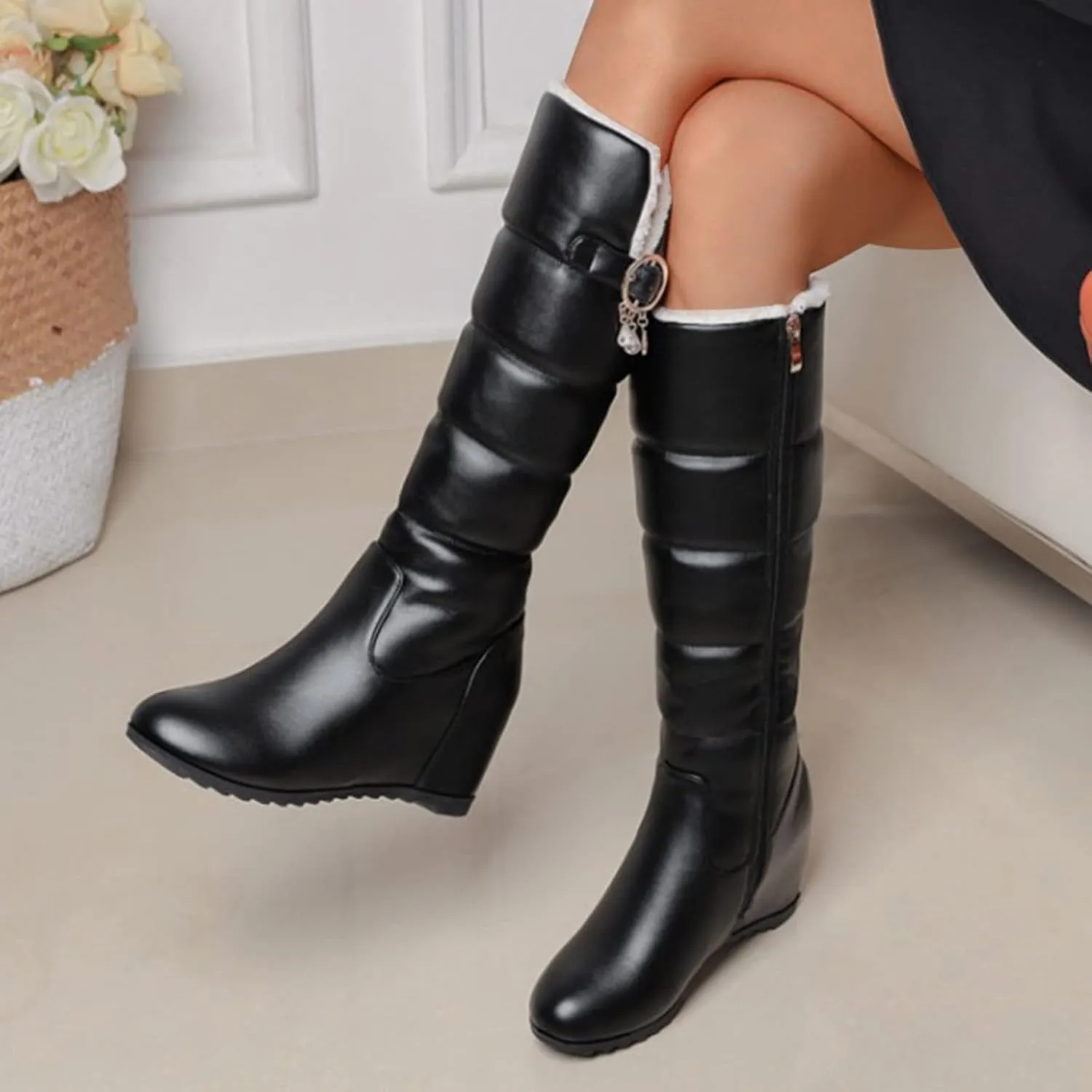 Winter Boots for Women Waterproof Fuzzy Boots Waterproof Duck Shoes Lightweight Outdoor Work Boots Womens Work Boots