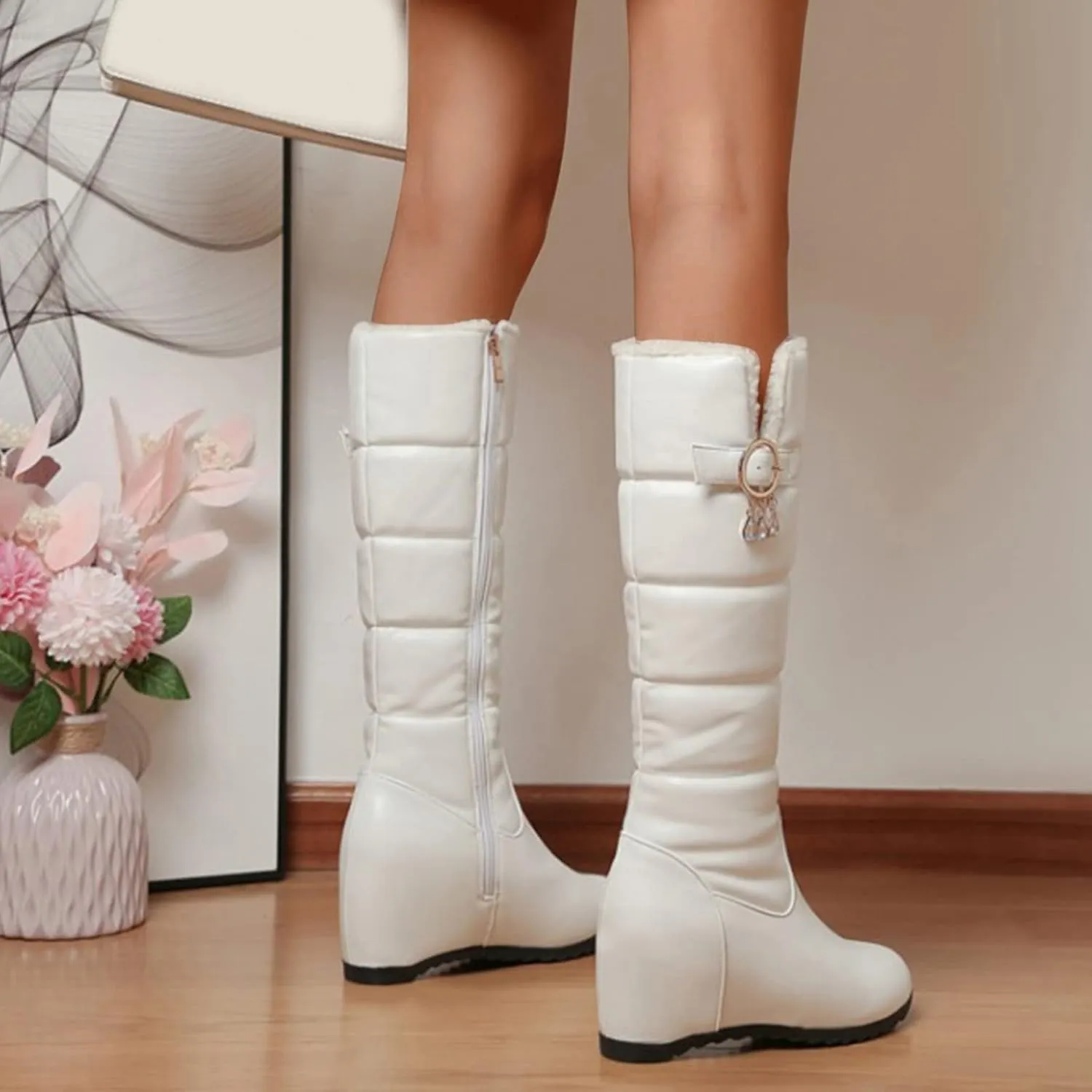 Winter Boots for Women Waterproof Fuzzy Boots Waterproof Duck Shoes Lightweight Outdoor Work Boots Womens Work Boots