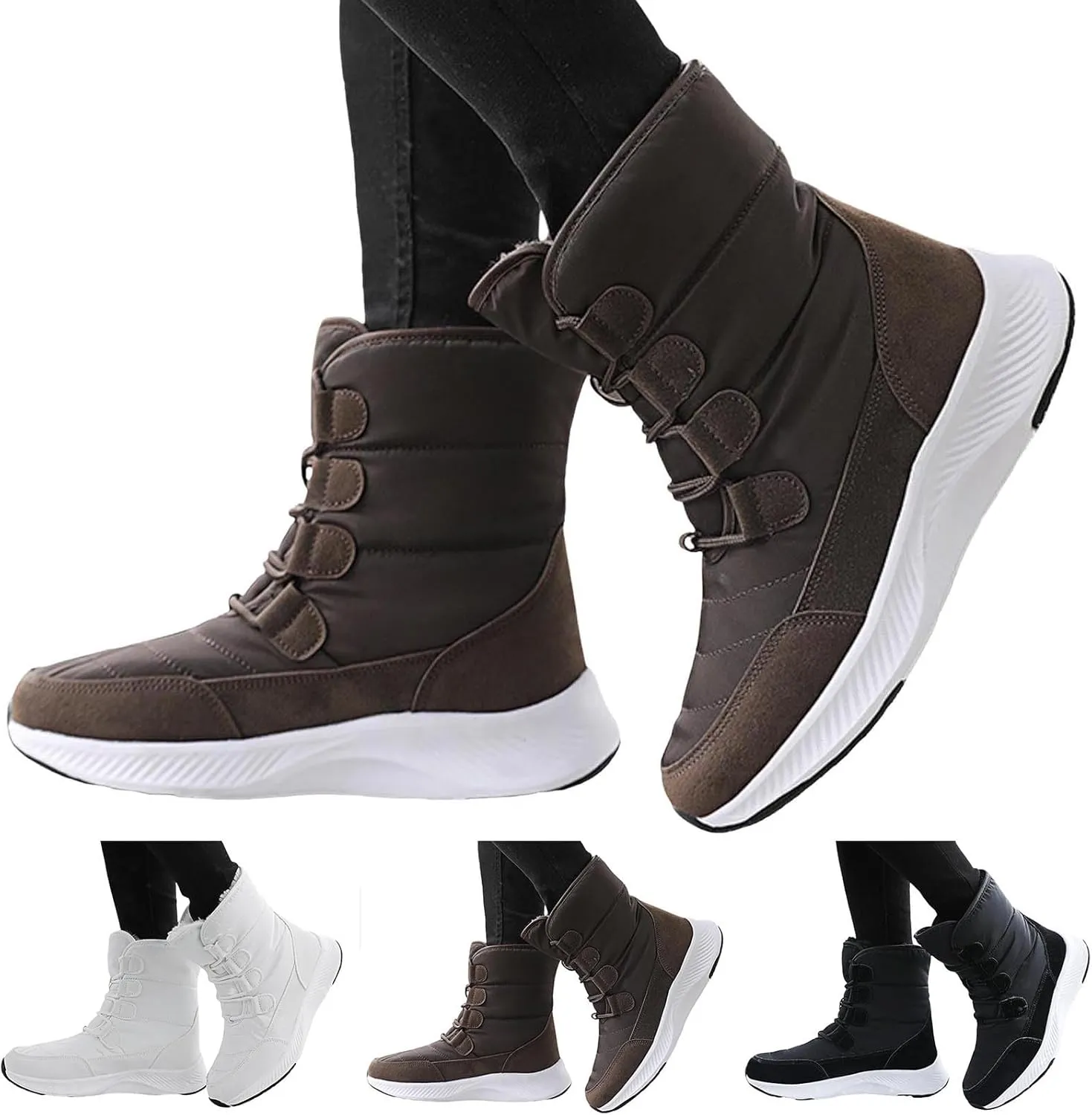 Women Snow Boots Waterproof Insulated Fur Boots Work Duck Shoes Comfortable Furry Fluffy Short Snow Boot Womens Work Boots