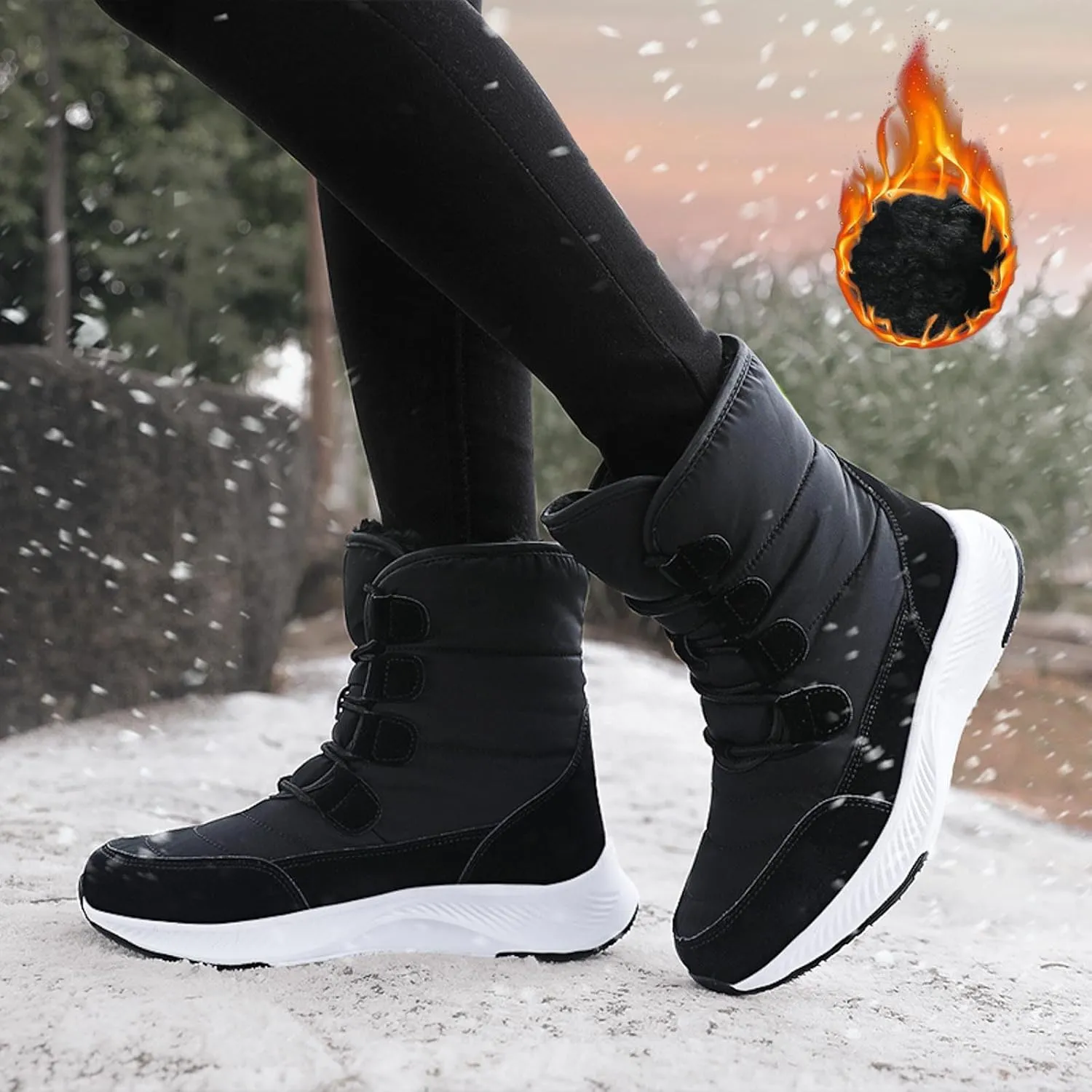 Women Snow Boots Waterproof Insulated Fur Boots Work Duck Shoes Comfortable Furry Fluffy Short Snow Boot Womens Work Boots