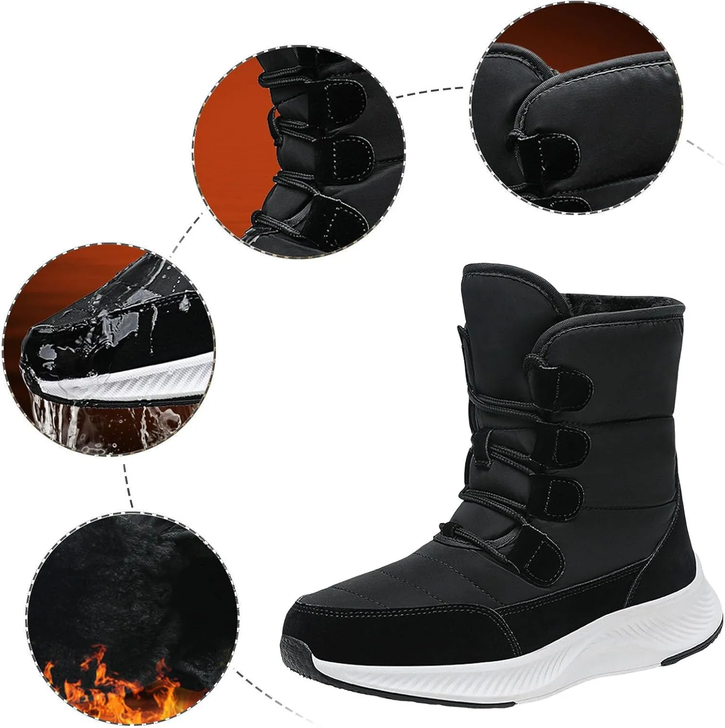 Women Snow Boots Waterproof Insulated Fur Boots Work Duck Shoes Comfortable Furry Fluffy Short Snow Boot Womens Work Boots