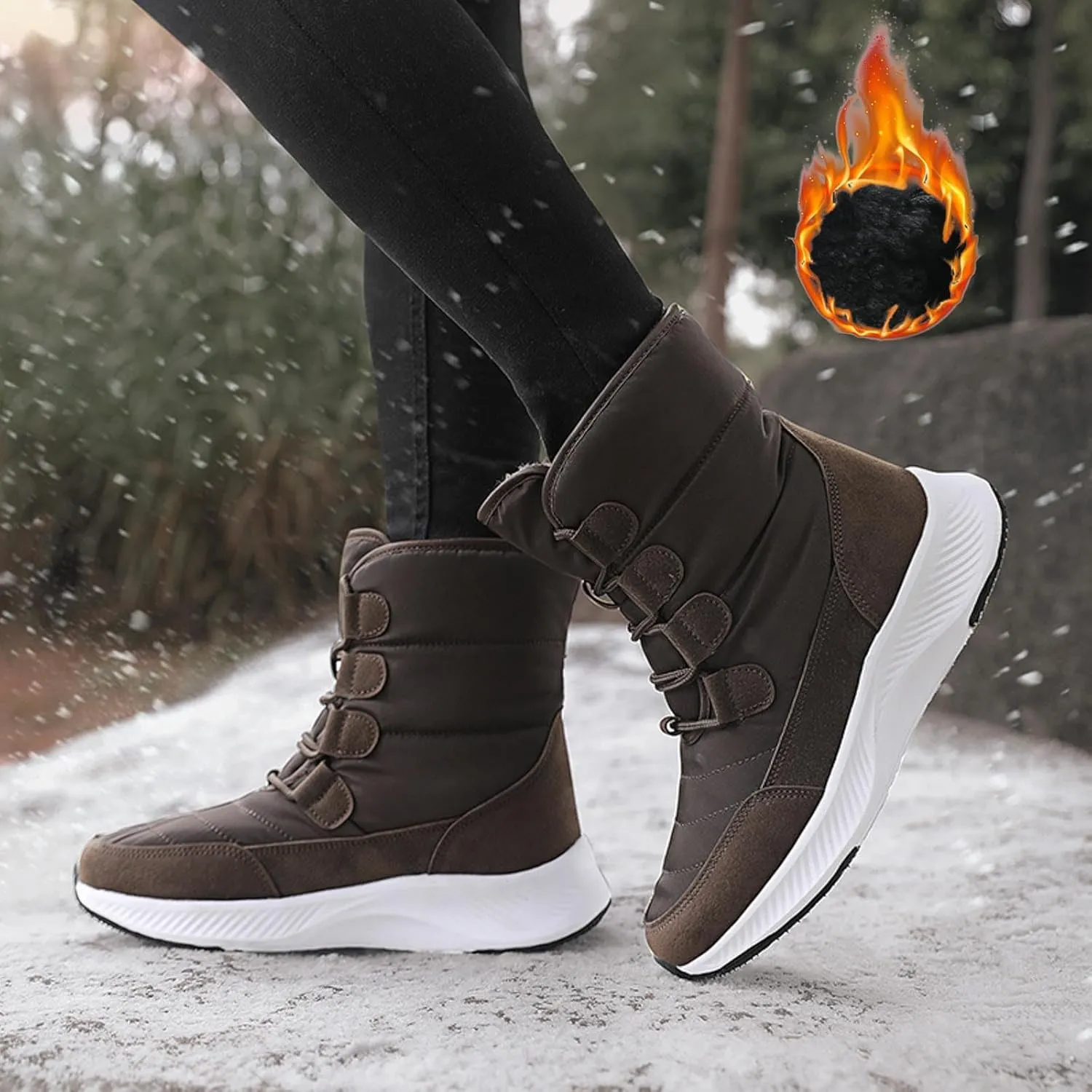 Women Snow Boots Waterproof Insulated Fur Boots Work Duck Shoes Comfortable Furry Fluffy Short Snow Boot Womens Work Boots