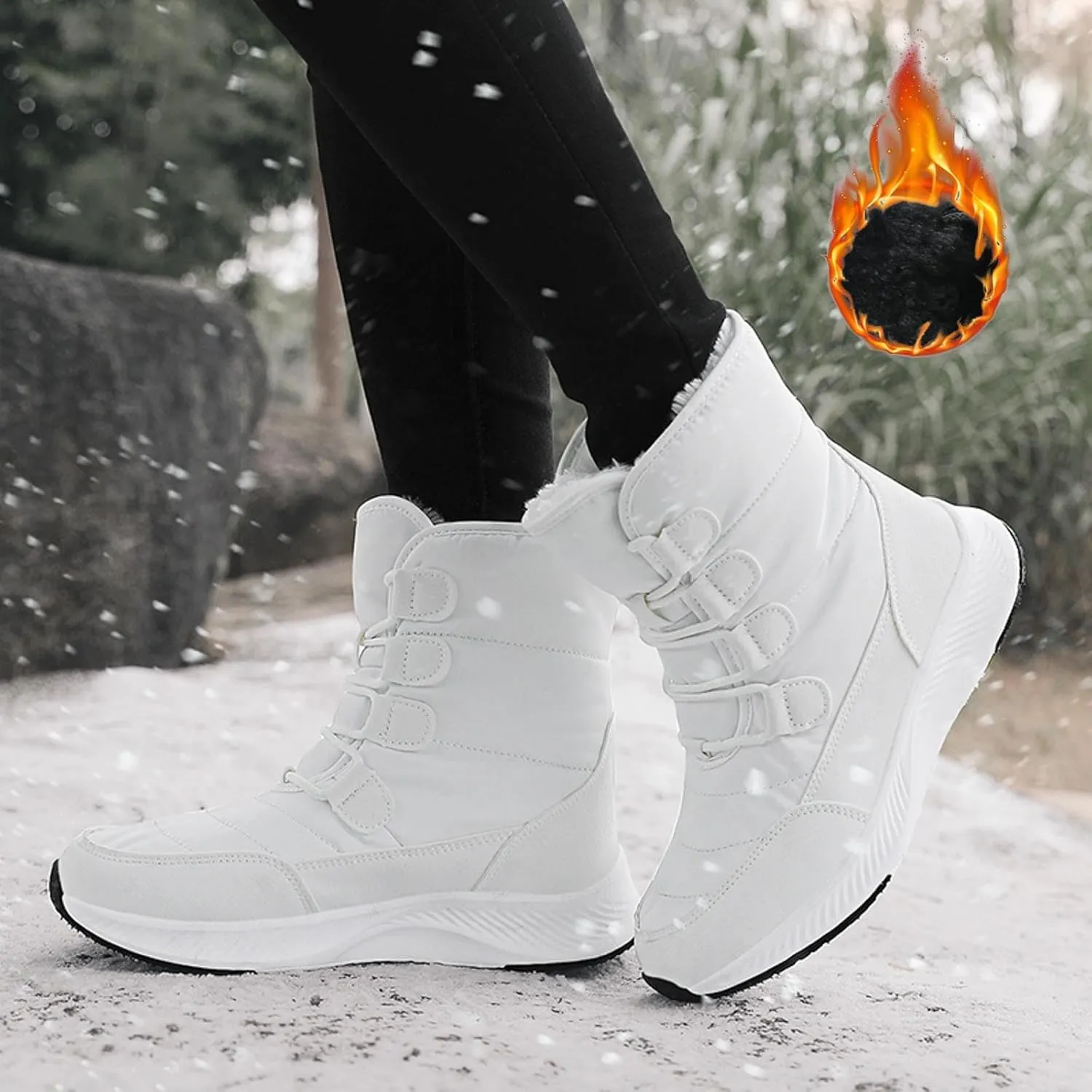 Women Snow Boots Waterproof Insulated Fur Boots Work Duck Shoes Comfortable Furry Fluffy Short Snow Boot Womens Work Boots