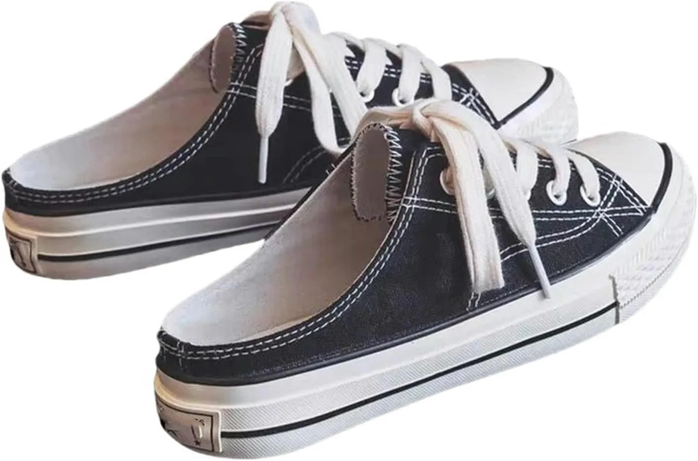 Women's Canvas Shoes Ladies Spring and Autumn Half-Slip Canvas Casual Shoes