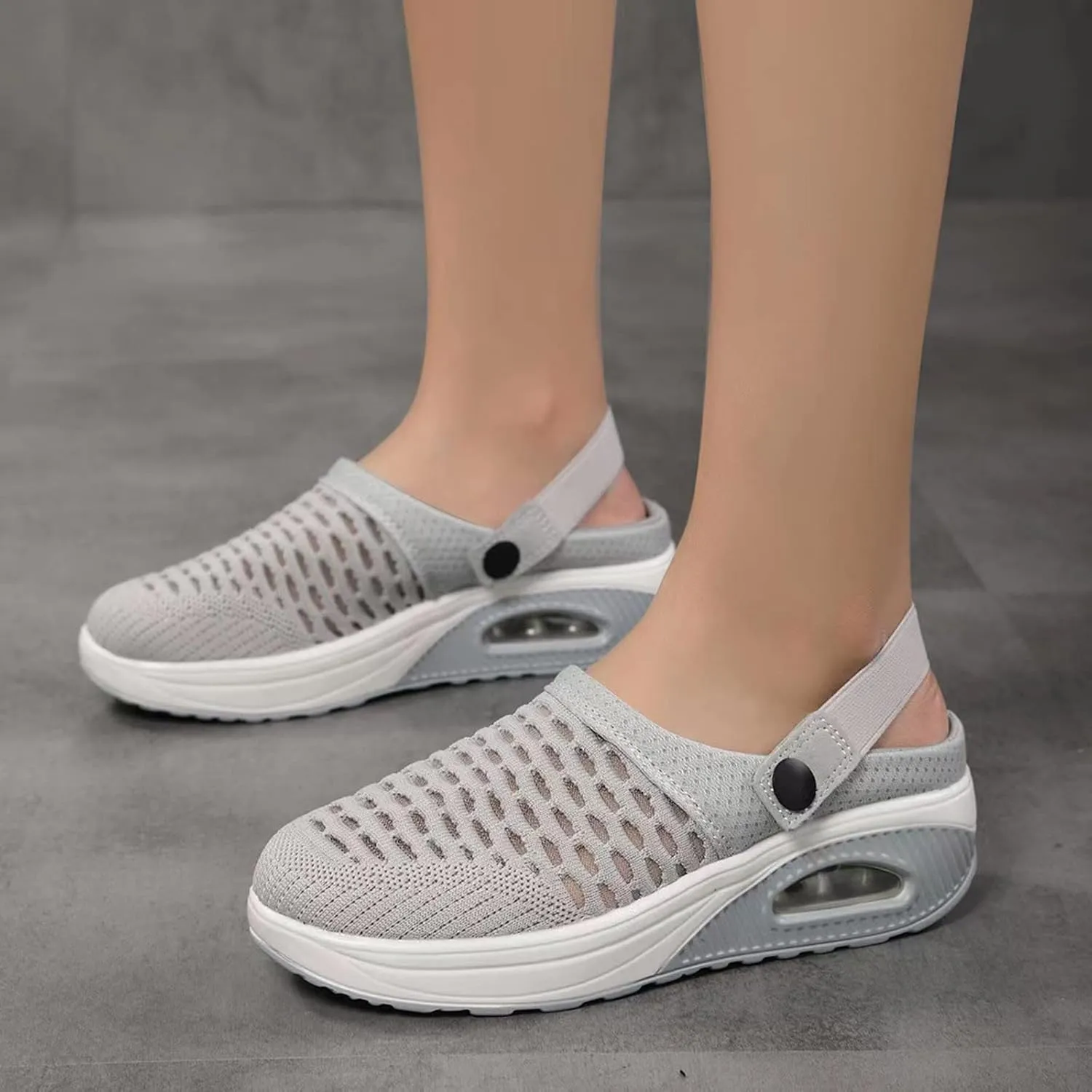 Women's Casual Lightweight Soft Sole Mesh Comfort Orthopedic Shoes Air Cushion Mule Clogs Breathable Walking Shoes Wide Width Mules Clogs for Women Summer Stretch Sandals Slippers with Arch Support