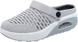 Women's Casual Lightweight Soft Sole Mesh Comfort Orthopedic Shoes Air Cushion Mule Clogs Breathable Walking Shoes Wide Width Mules Clogs for Women Summer Stretch Sandals Slippers with Arch Support