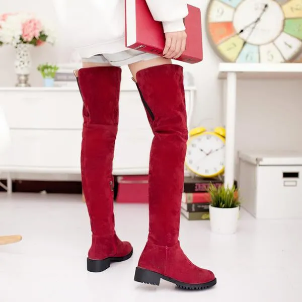 Women's Casual Suede Over-the-Knee Boots 39231538S