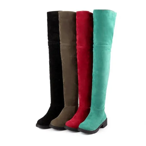 Women's Casual Suede Over-the-Knee Boots 39231538S