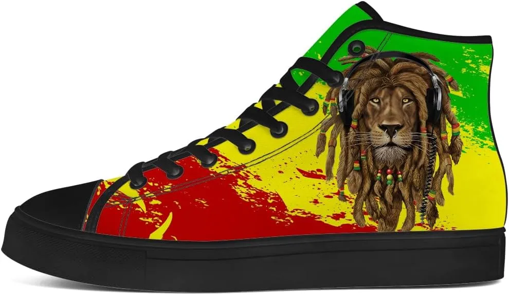Women's Men's Rasta Shoes Reggae High Top Canvas Sneakers Lace Up Casual Walking Shoes Gifts for Men Women