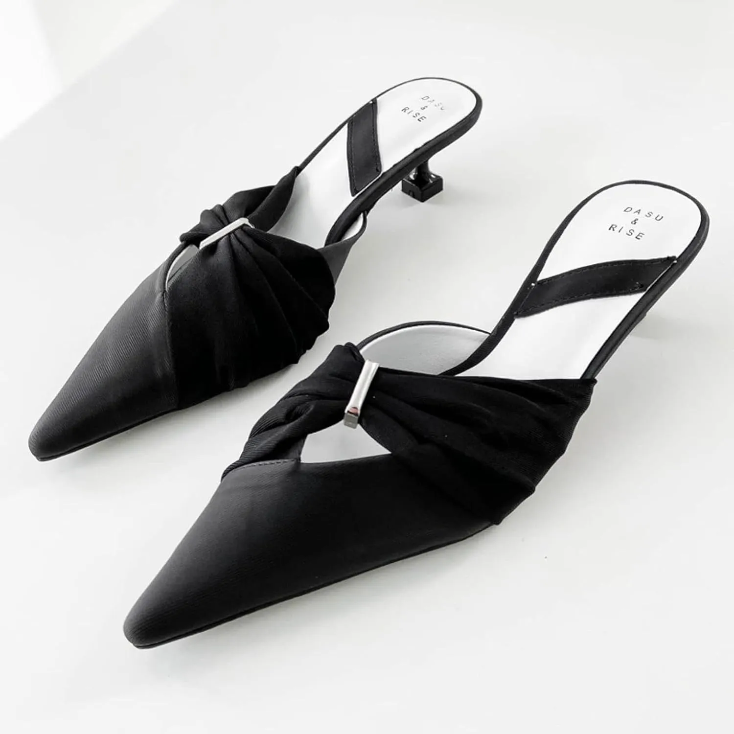 Women's Mule Sandals Casual Pointed Kitten and Girl Backless Loafers Outdoor Mule Slippers