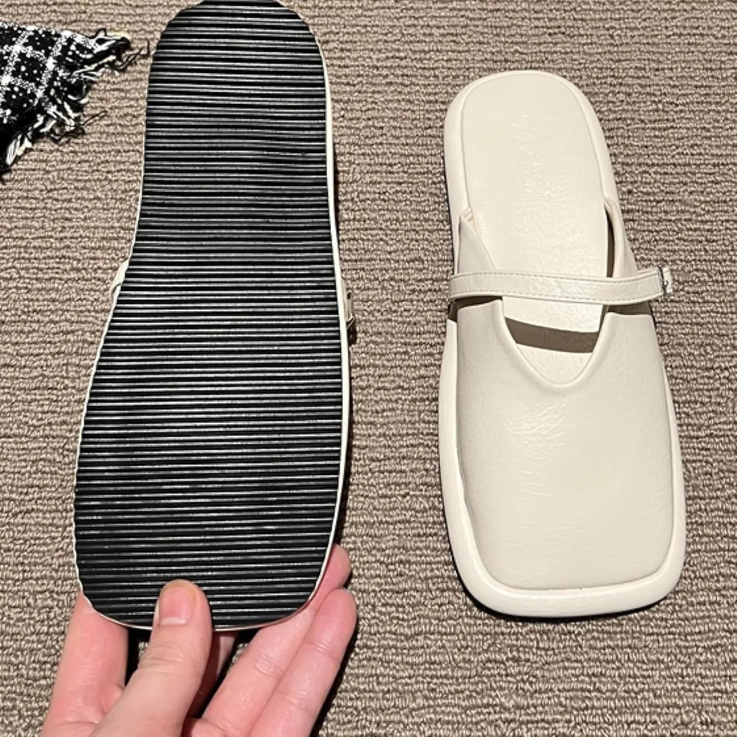 Women's Mule Shoes Fashion Square Toe Low Heel Girl Open Back Loafers Bridal Party Mule Sandals