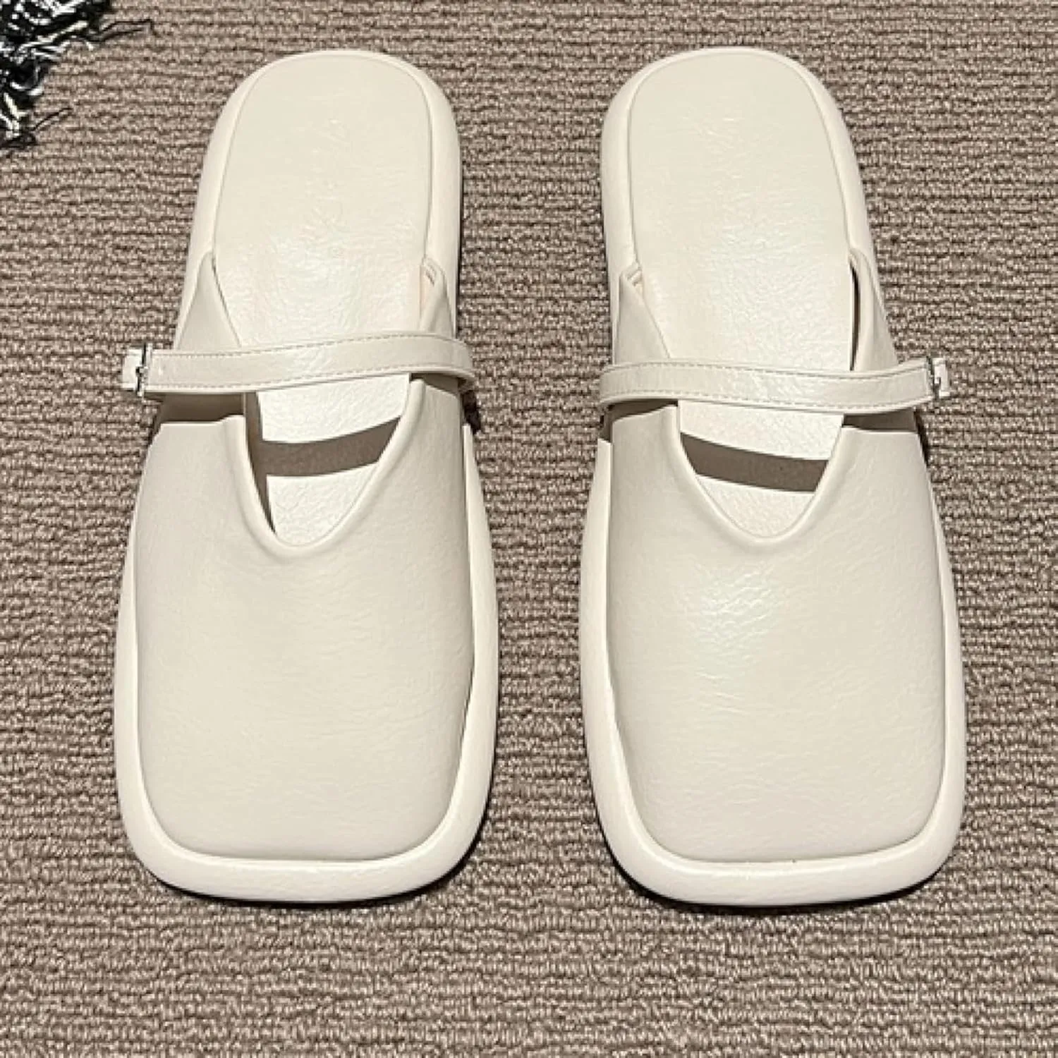 Women's Mule Shoes Fashion Square Toe Low Heel Girl Open Back Loafers Bridal Party Mule Sandals