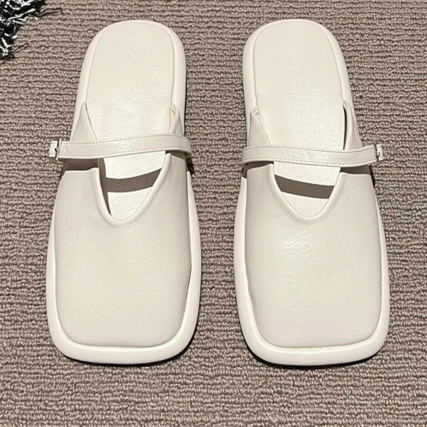 Women's Mule Shoes Fashion Square Toe Low Heel Girl Open Back Loafers Bridal Party Mule Sandals