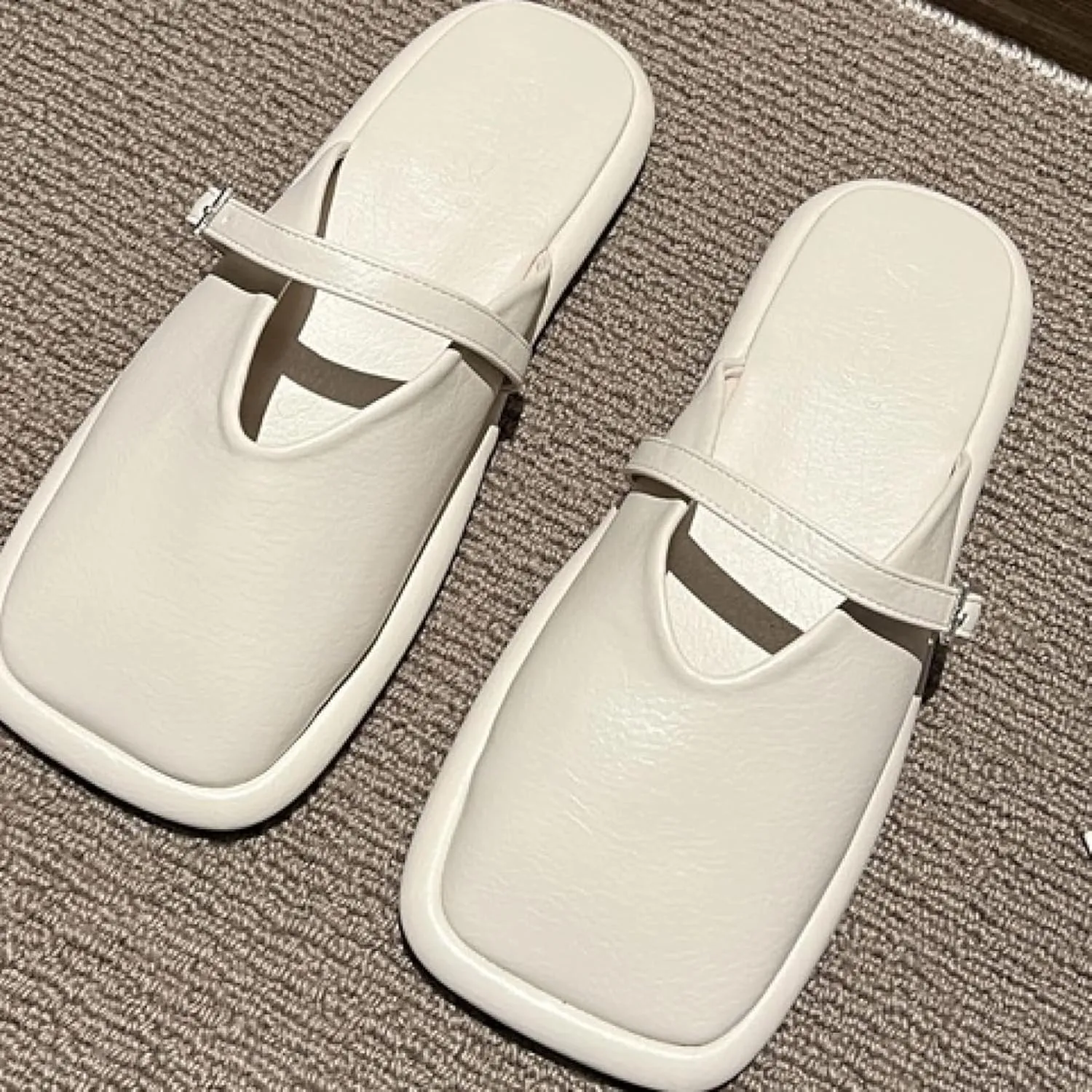 Women's Mule Shoes Fashion Square Toe Low Heel Girl Open Back Loafers Bridal Party Mule Sandals