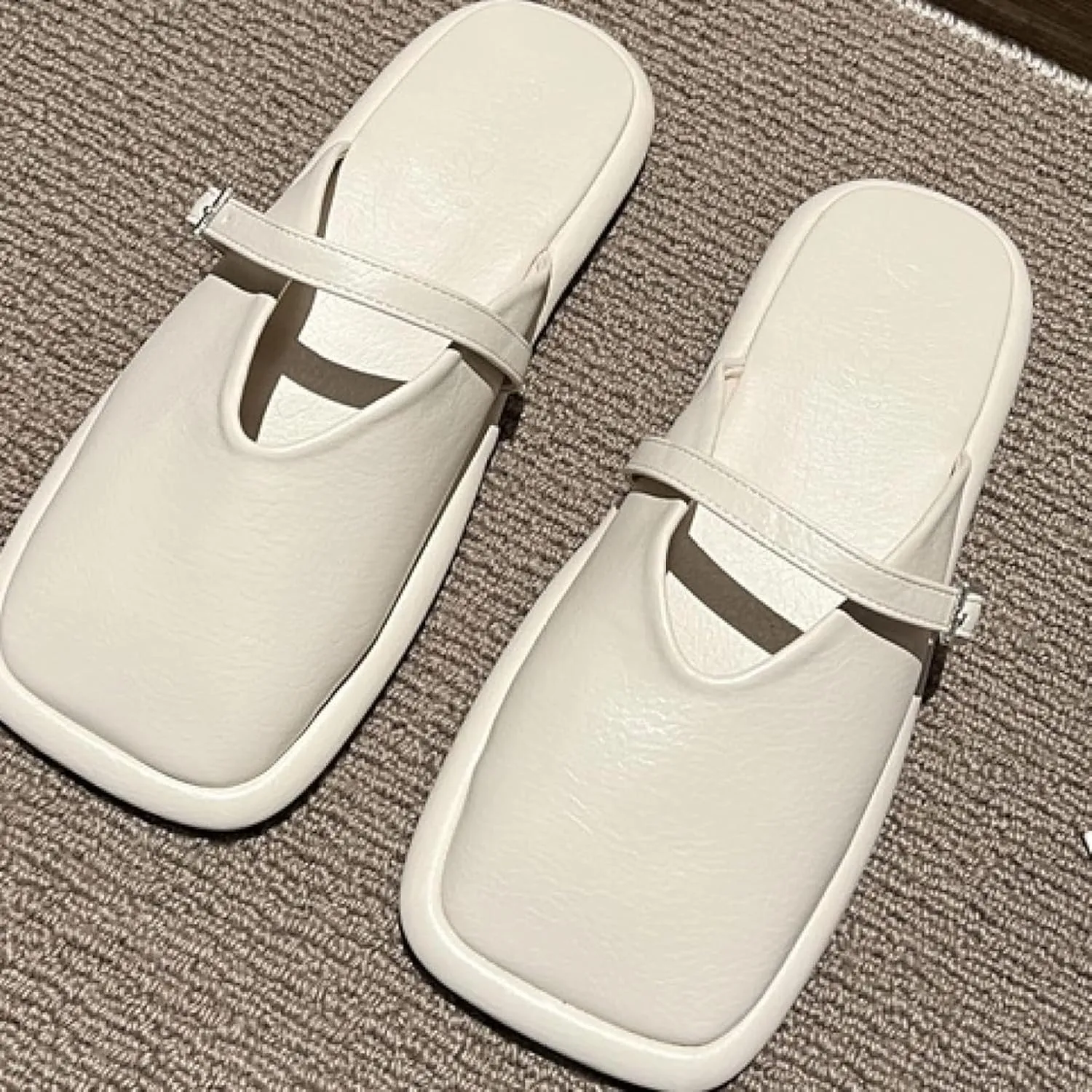 Women's Mule Shoes Fashion Square Toe Low Heel Girl Open Back Loafers Bridal Party Mule Sandals