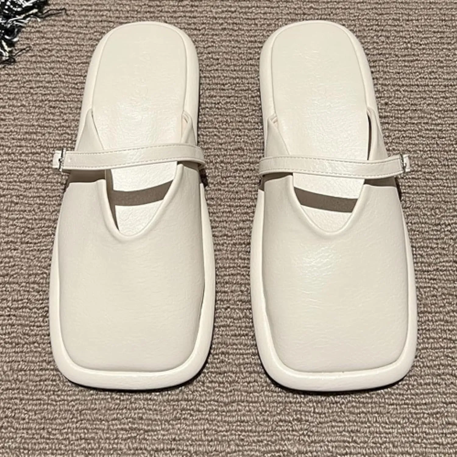 Women's Mule Shoes Fashion Square Toe Low Heel Girl Open Back Loafers Bridal Party Mule Sandals