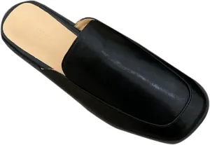 Women's Mule Shoes Fashion Square Toe Open Back Loafer Slippers Low Heel Girls Walking Mule Sandals
