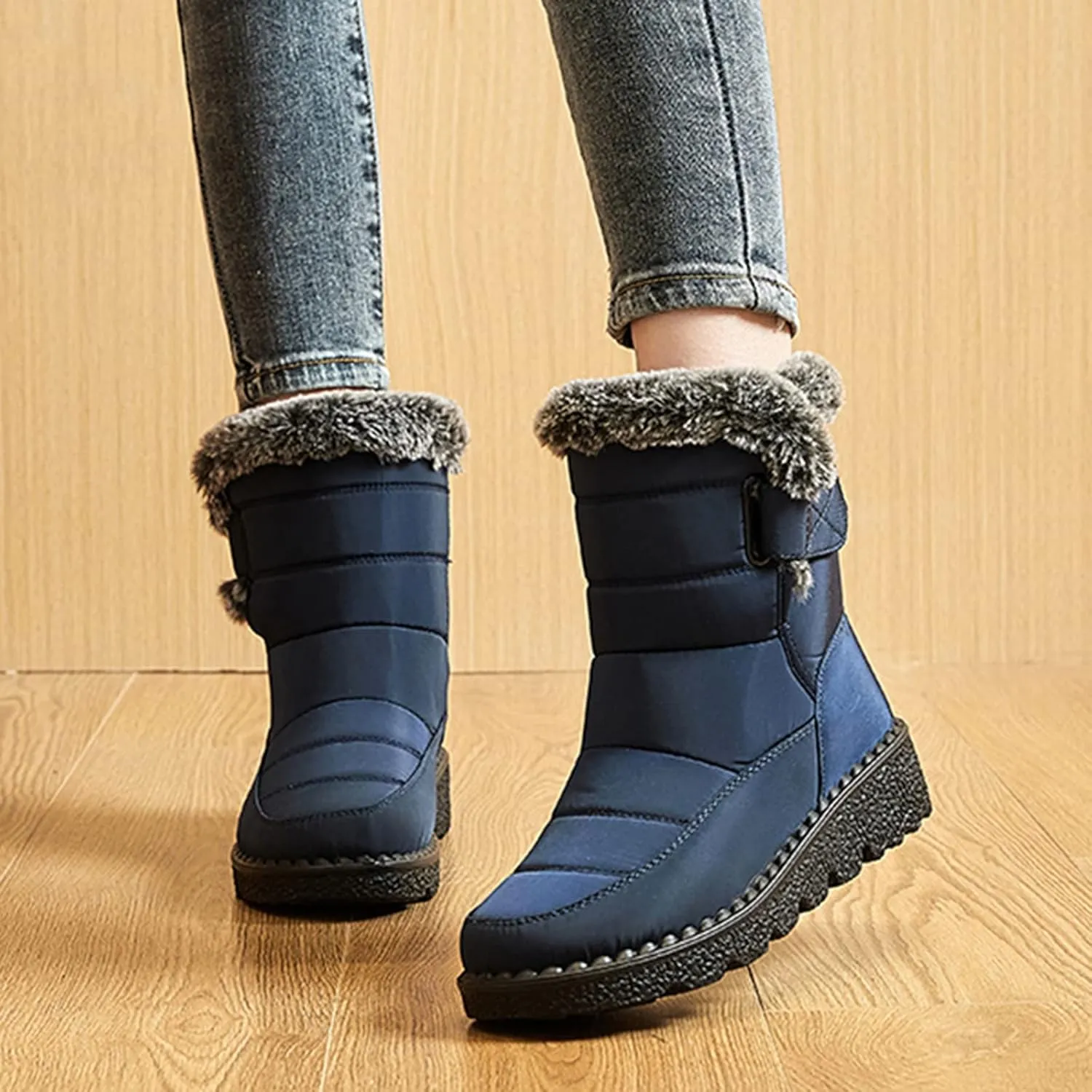 Women's Snow Boots Ankle Snow Boots Size 9 Wide for Women Winter Boots for Women Slip ons Black Leather Winter Boots for Women Womens Tall Winter Boots