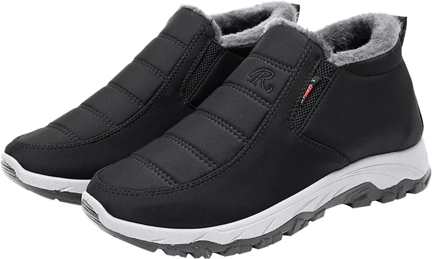 Womens Snow Boots Waterproof Wide Width Womens Winter Boots Slip ons Fur Lined Womens Wide Calf Snow Boots Slip Resistant Snow Boots for Women Waterproof Womens Boots