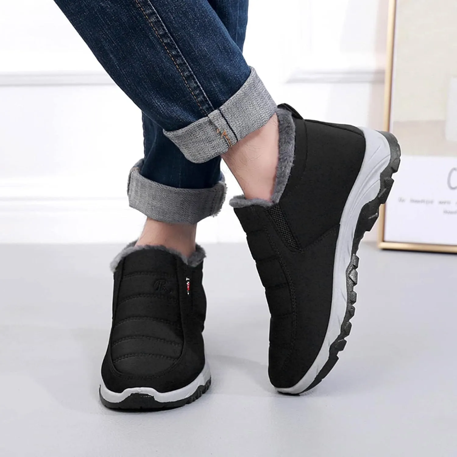 Womens Snow Boots Waterproof Wide Width Womens Winter Boots Slip ons Fur Lined Womens Wide Calf Snow Boots Slip Resistant Snow Boots for Women Waterproof Womens Boots