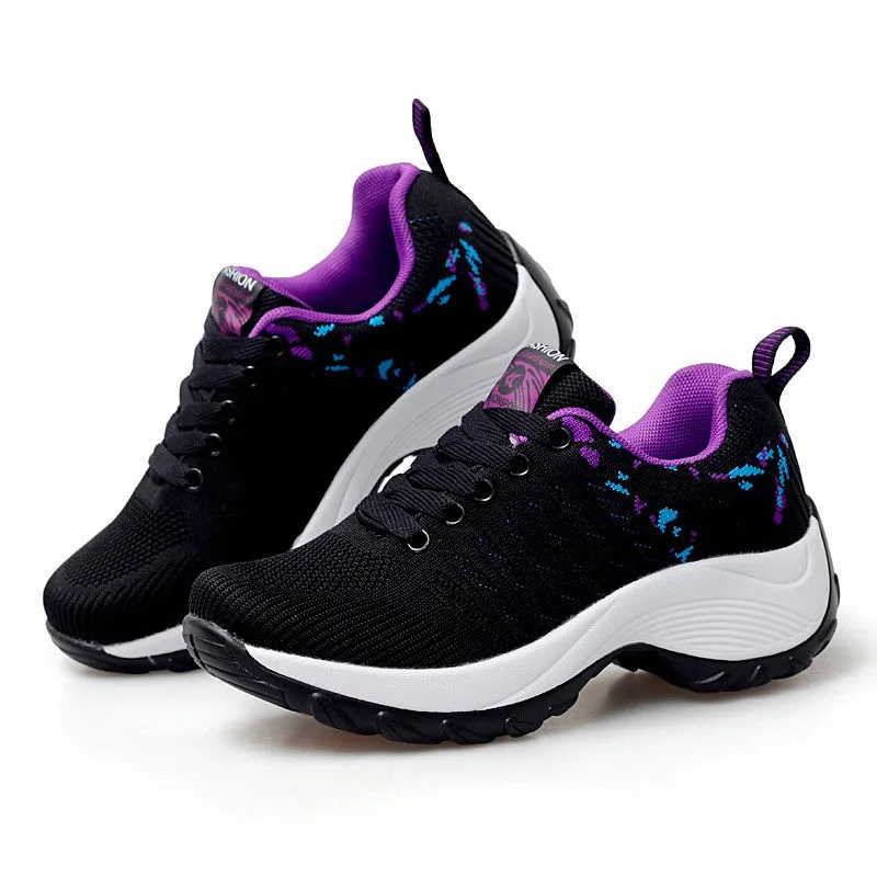 Women's sporty fashion breathable wedge heel sneakers