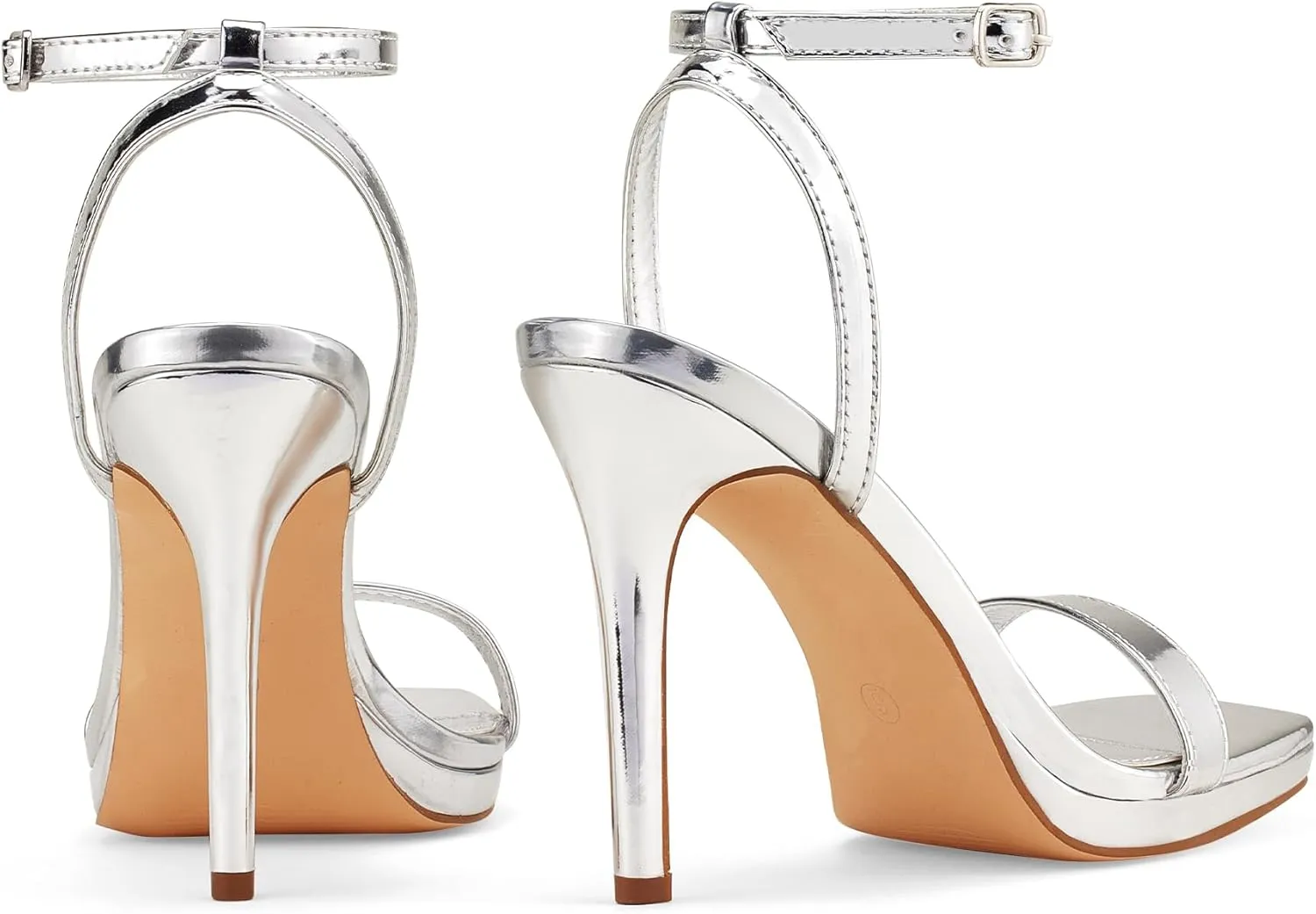 Women??s Stiletto Strappy Heeled Sandals, 4.3 Inch Square Open Toe Sexy High Heels Ankle Strap Buckle Heels for Party Wedding Dress Daily Wear Shoes