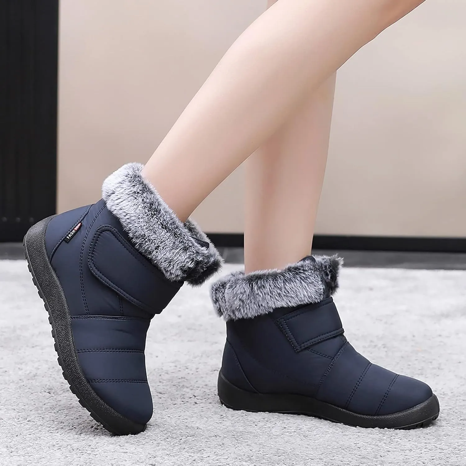 Womens Winter Snow Boots Size 11 Women's Black Waterproof Snow Boots Snow Boots for Women Size 7.5 Fur Boots Heels for Women Winter Botas De Invierno Para Mujer Negras Largas