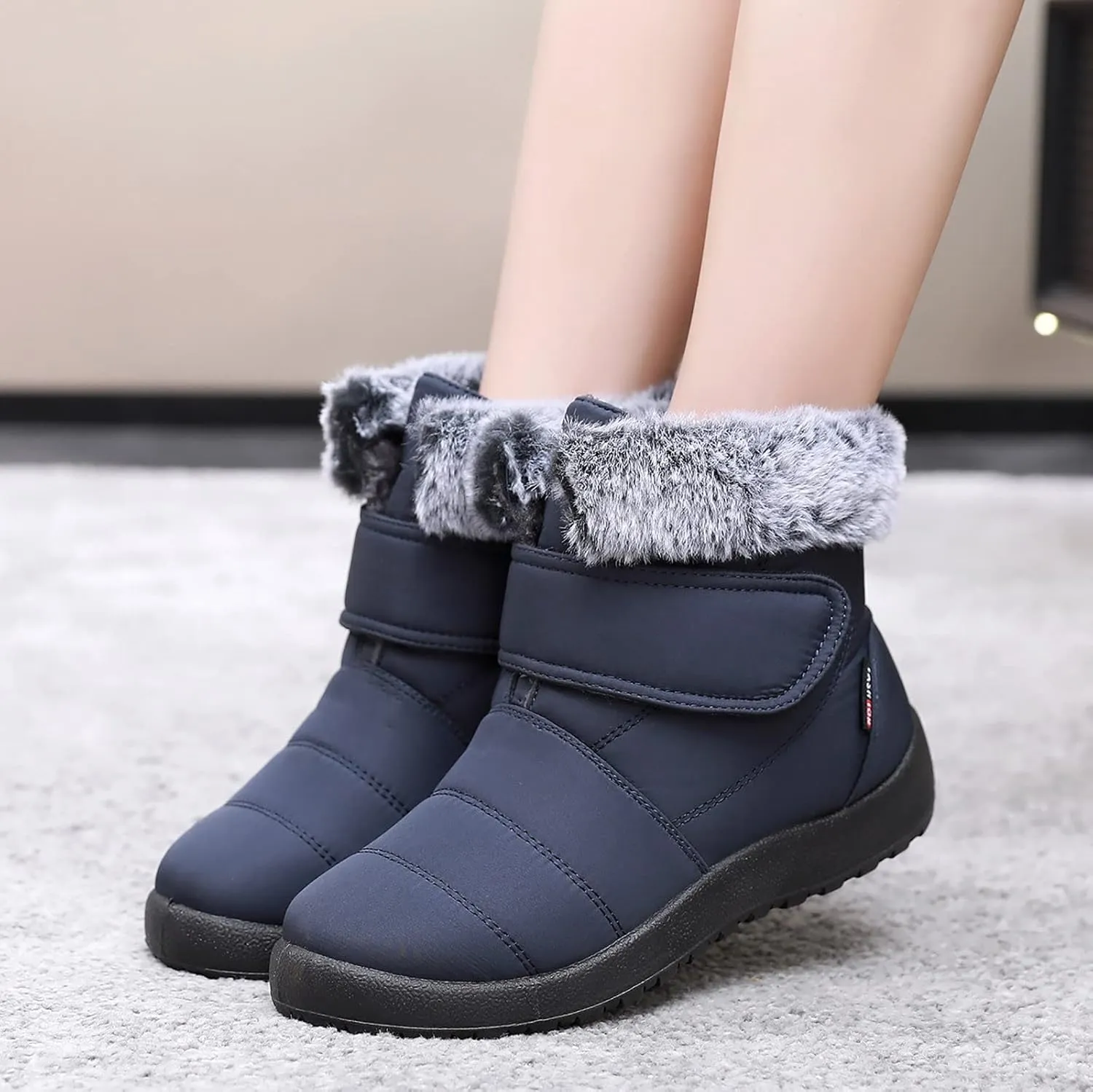 Womens Winter Snow Boots Size 11 Women's Black Waterproof Snow Boots Snow Boots for Women Size 7.5 Fur Boots Heels for Women Winter Botas De Invierno Para Mujer Negras Largas