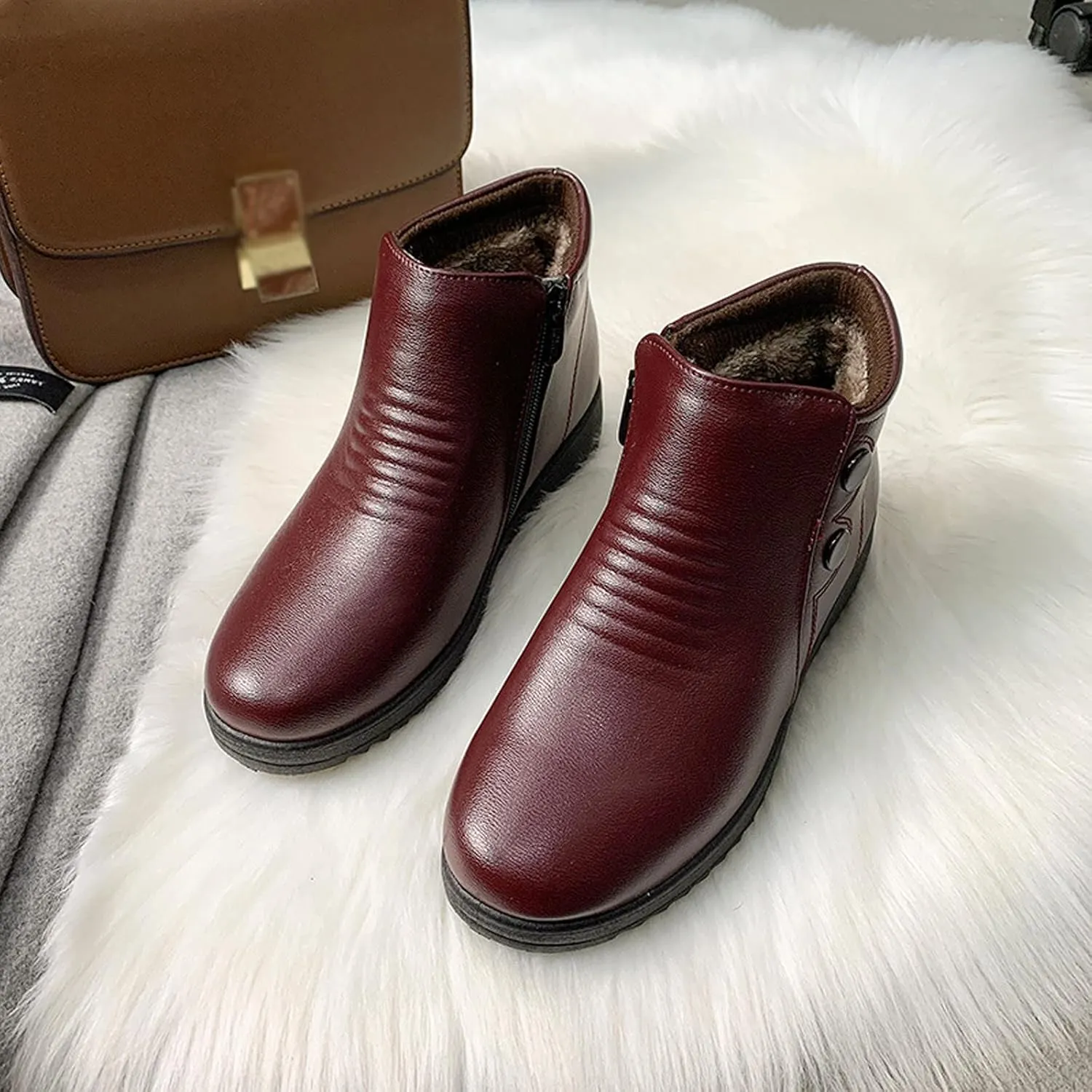 Womens Winter Snow Boots Waterproof Hiking Boots Work Ankle Booties Comfortable Plush Lined Snow Boots Work Boots for Men