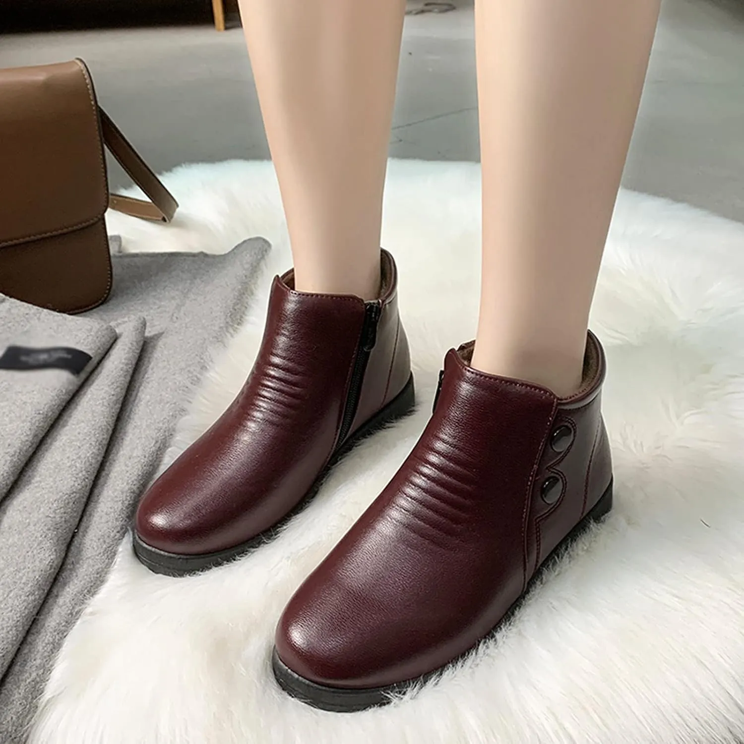 Womens Winter Snow Boots Waterproof Hiking Boots Work Ankle Booties Comfortable Plush Lined Snow Boots Work Boots for Men
