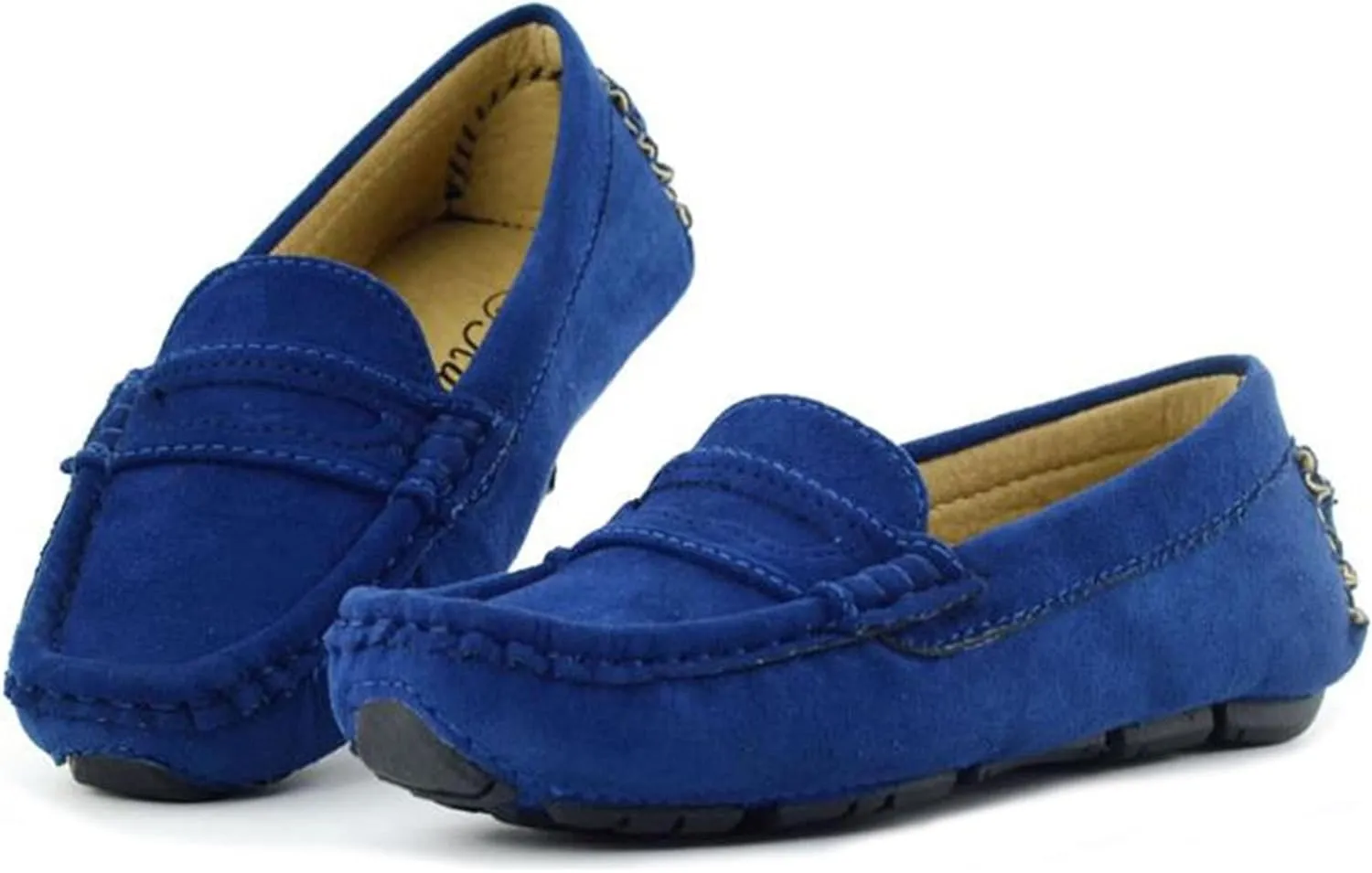 WUIWUIYU Boys Girls Casual Slip-ons Suede Penny Loafers Moccasins Shoes