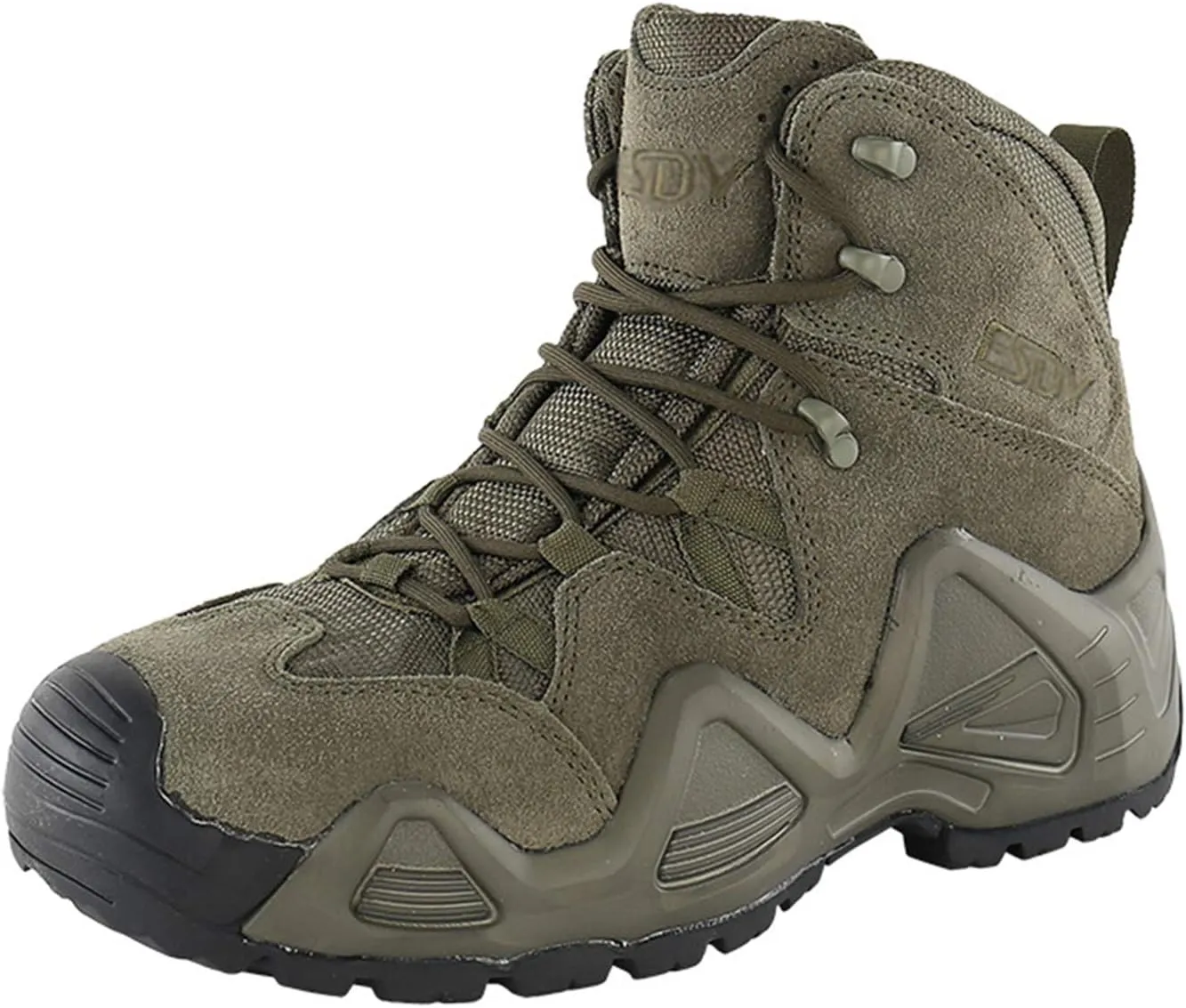 Wygwlg Outdoor Hiking Shoes, Men Waterproof Nylon Leather Tactical Boots, Camping Hunting Combat Hiking Shoes, Comfortable Breathable, Green-43