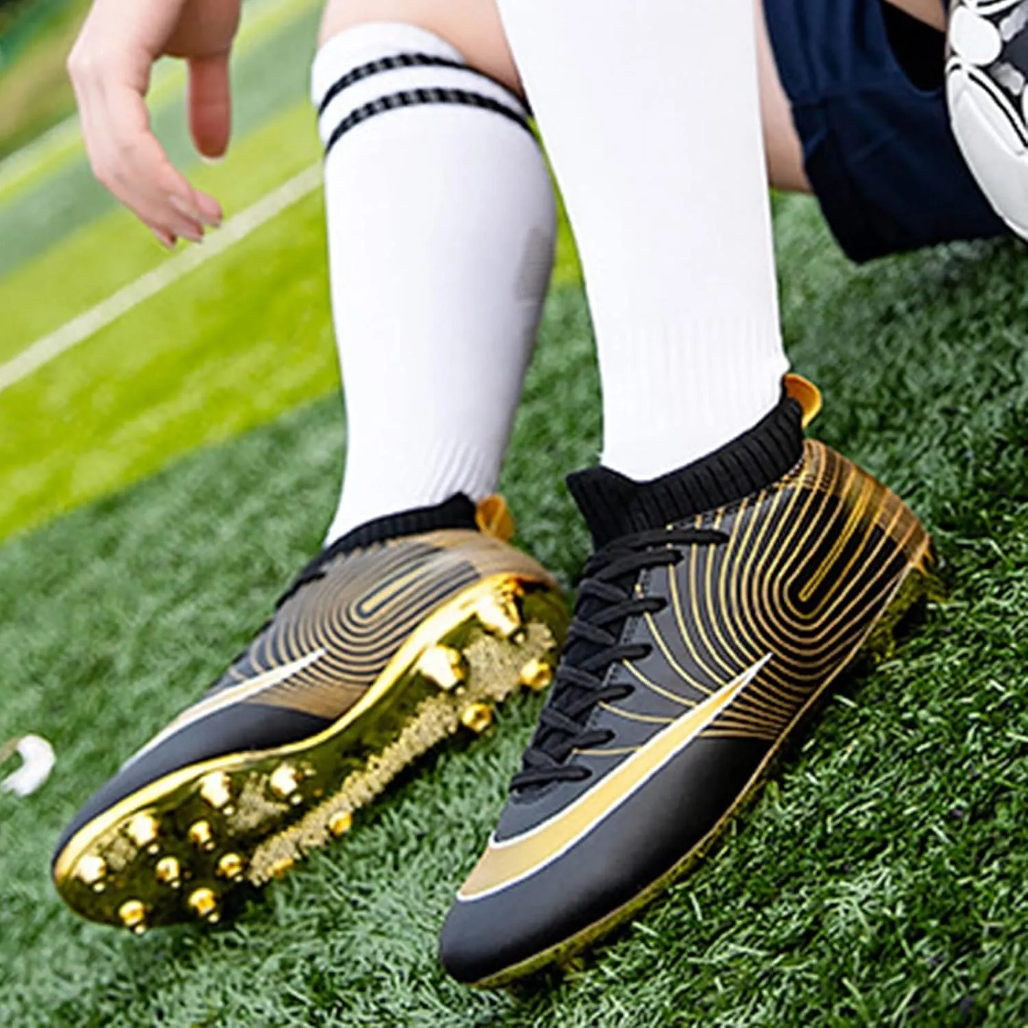 Youth Soccer Cleats,Outdoor Indoor Fg/Ag Football Cleats Men,Comfortable Breathable Turf Kids Soccer Cleats,Lightweight Non-Slip,for Athletics