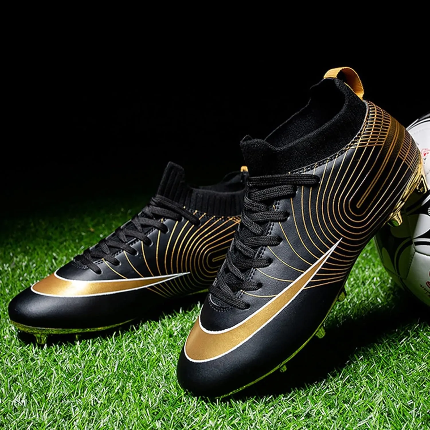 Youth Soccer Cleats,Outdoor Indoor Fg/Ag Football Cleats Men,Comfortable Breathable Turf Kids Soccer Cleats,Lightweight Non-Slip,for Athletics