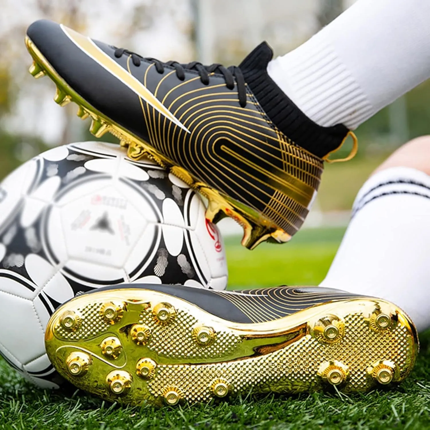 Youth Soccer Cleats,Outdoor Indoor Fg/Ag Football Cleats Men,Comfortable Breathable Turf Kids Soccer Cleats,Lightweight Non-Slip,for Athletics