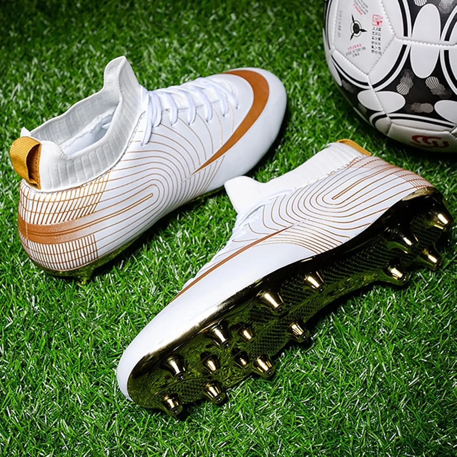 Youth Soccer Cleats,Outdoor Indoor Fg/Ag Football Cleats Men,Comfortable Breathable Turf Kids Soccer Cleats,Lightweight Non-Slip,for Athletics