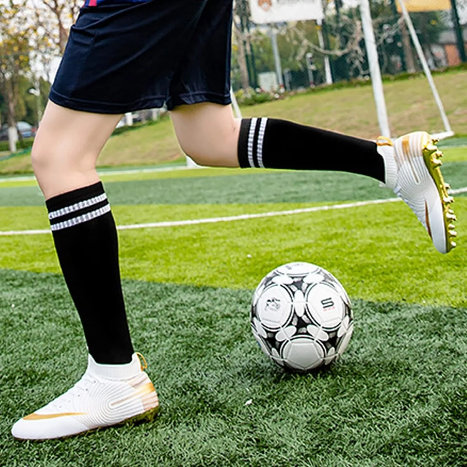 Youth Soccer Cleats,Outdoor Indoor Fg/Ag Football Cleats Men,Comfortable Breathable Turf Kids Soccer Cleats,Lightweight Non-Slip,for Athletics