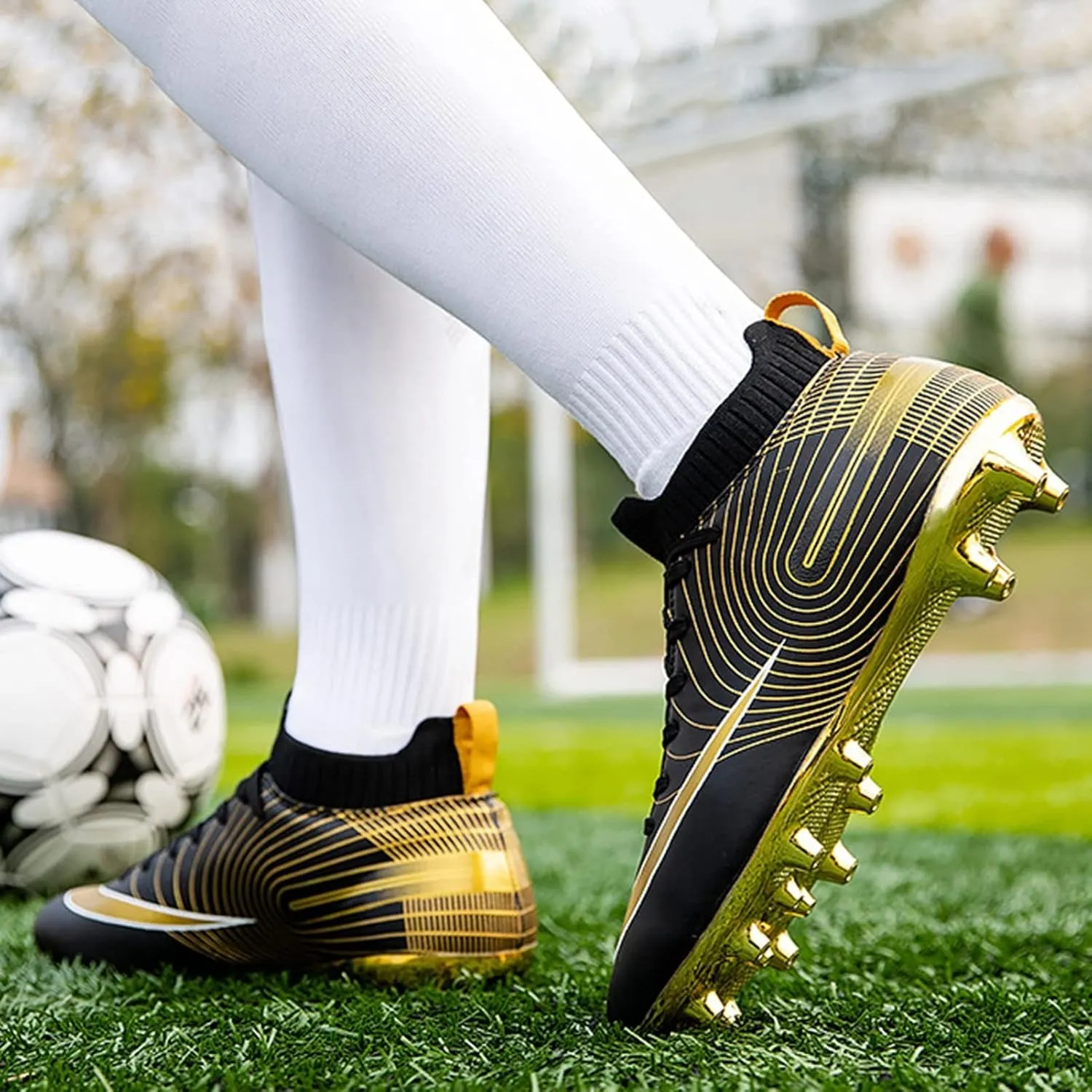 Youth Soccer Cleats,Outdoor Indoor Fg/Ag Football Cleats Men,Comfortable Breathable Turf Kids Soccer Cleats,Lightweight Non-Slip,for Athletics