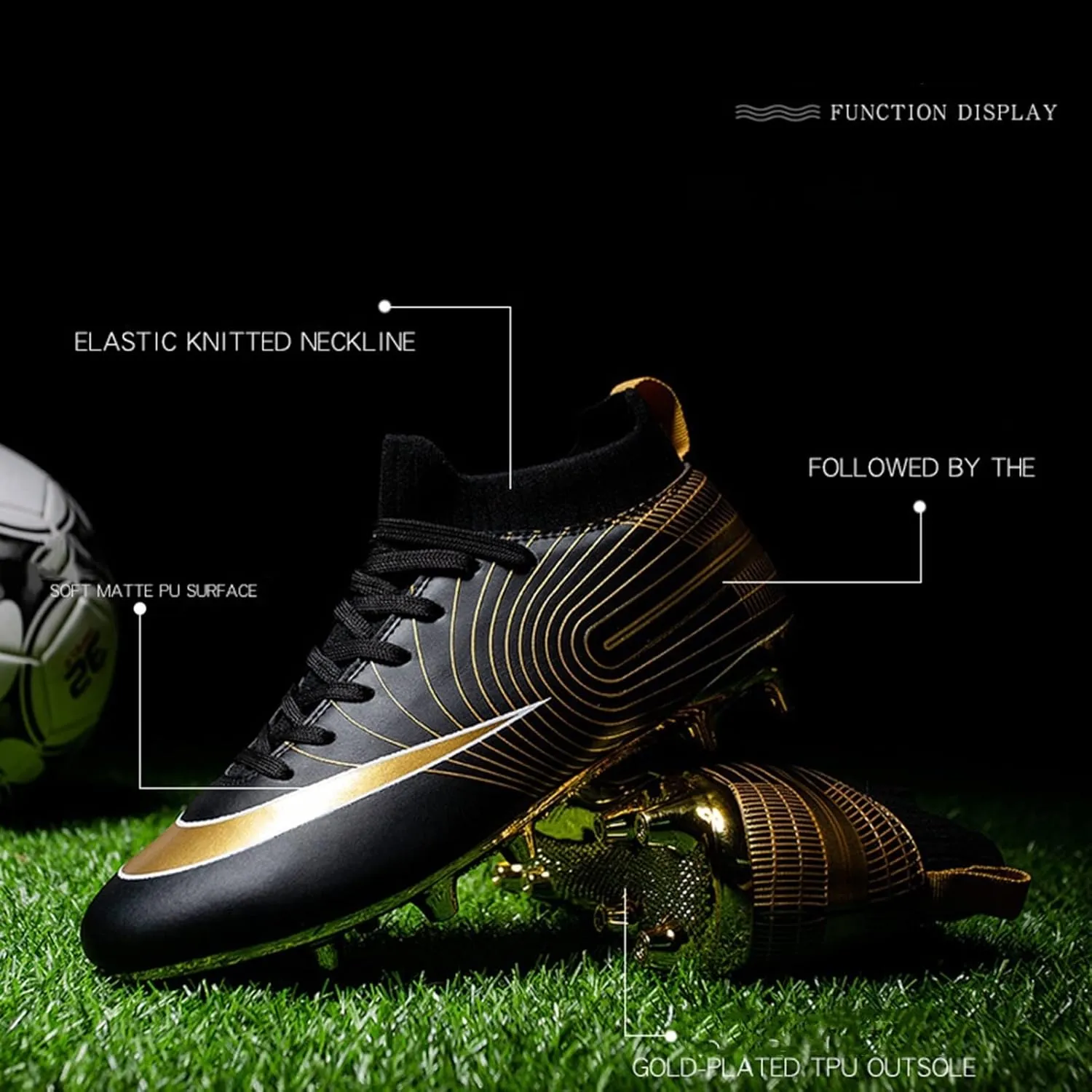Youth Soccer Cleats,Outdoor Indoor Fg/Ag Football Cleats Men,Comfortable Breathable Turf Kids Soccer Cleats,Lightweight Non-Slip,for Athletics