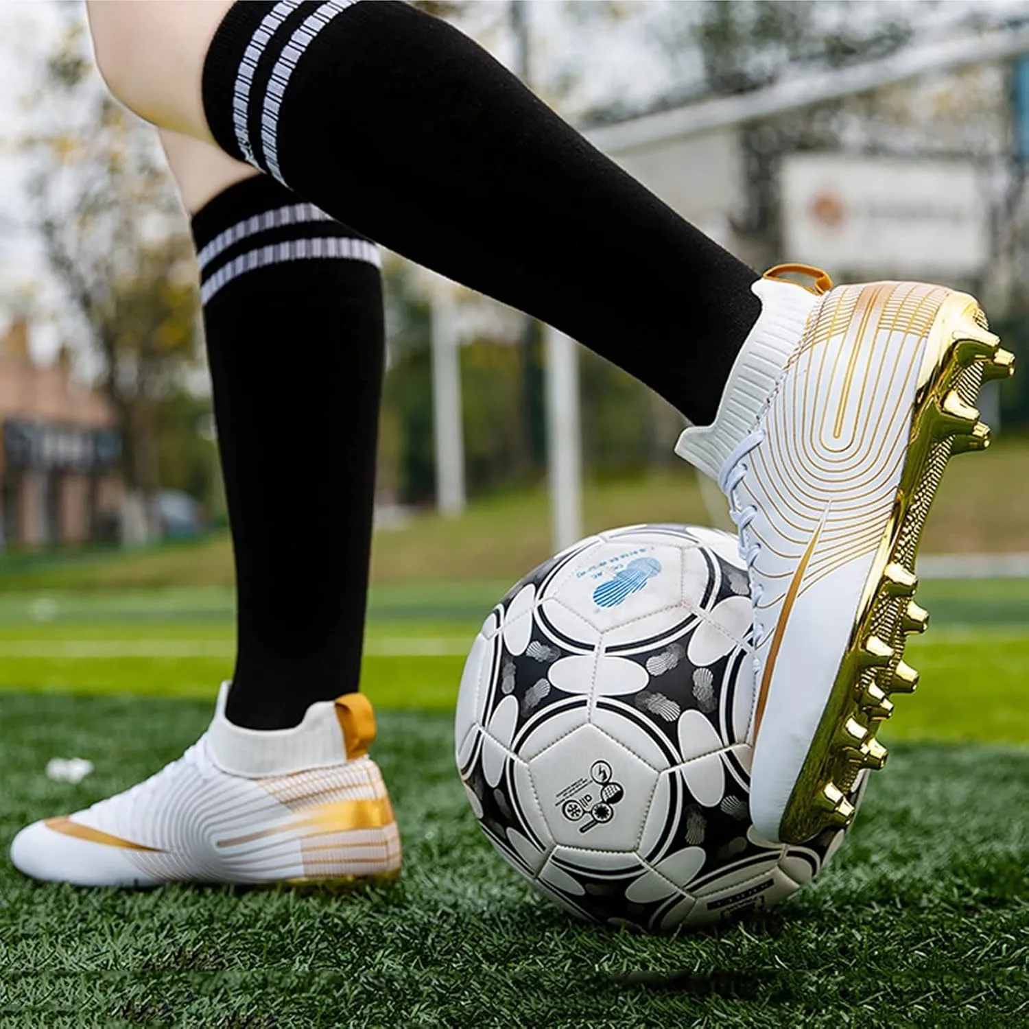 Youth Soccer Cleats,Outdoor Indoor Fg/Ag Football Cleats Men,Comfortable Breathable Turf Kids Soccer Cleats,Lightweight Non-Slip,for Athletics